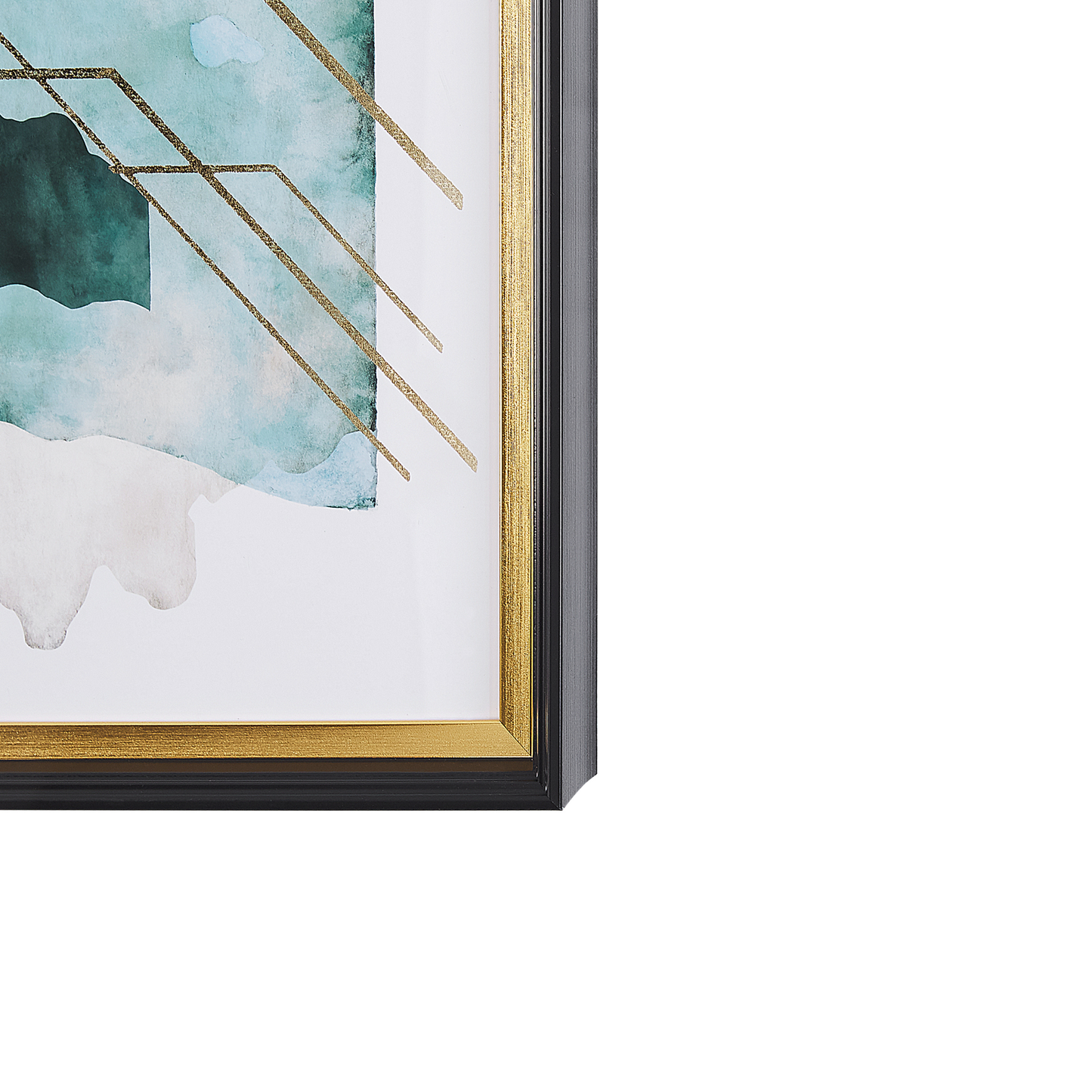 Framed Wall Print Blue and Gold Watercolor 30 x 40cm