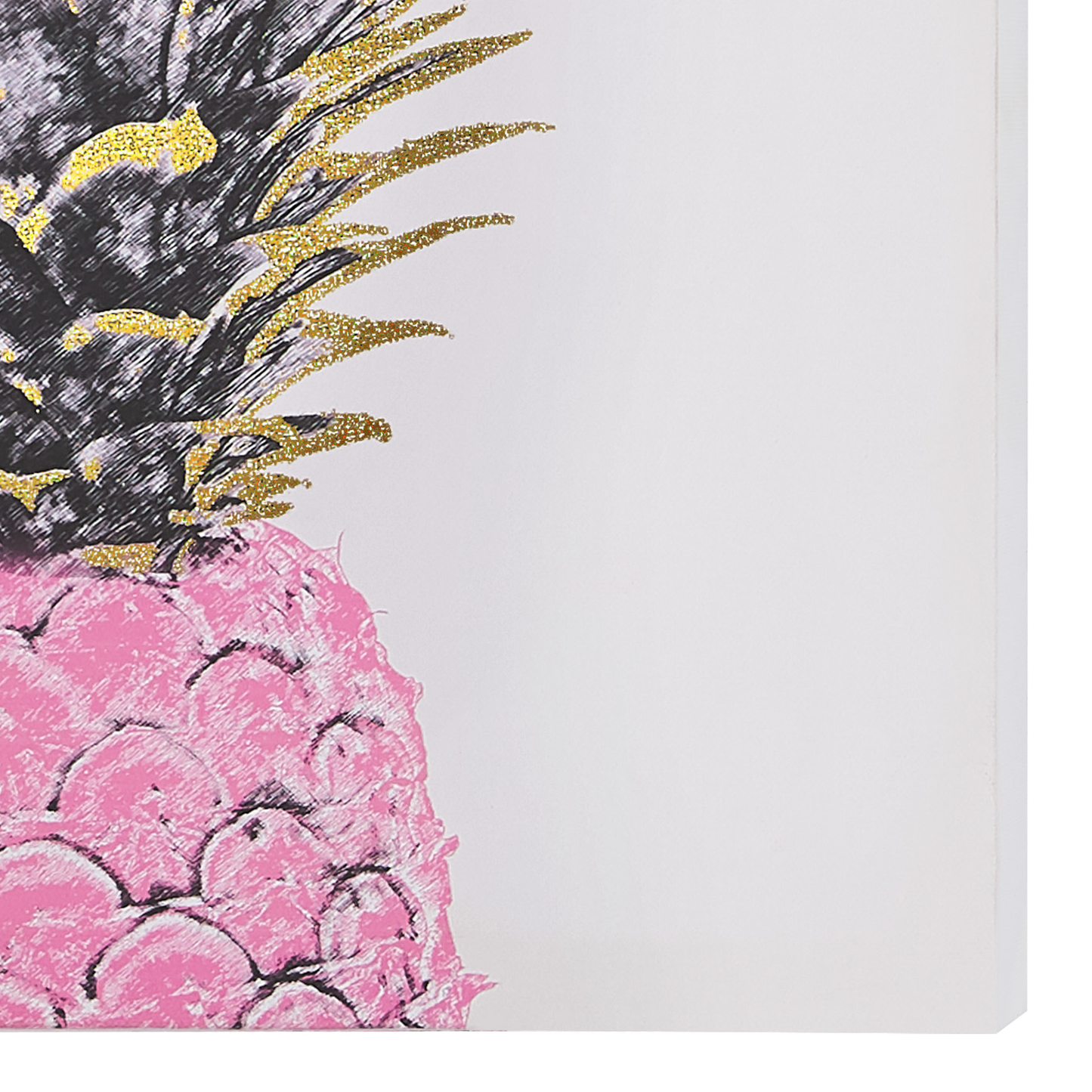 Pineapple Wall Art Set 3 Nylon Prints Gold and Pink 30 x 30