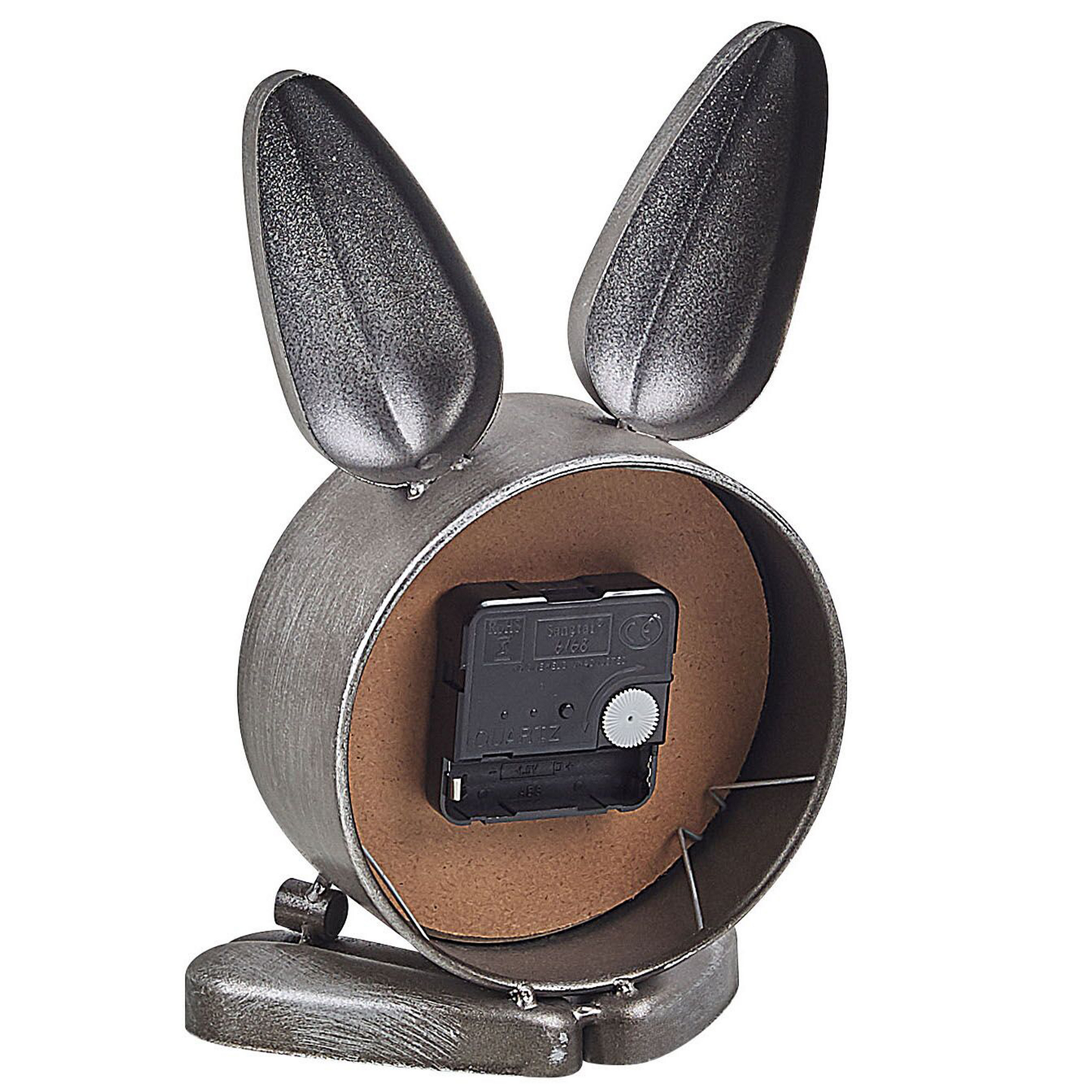 Bunny Table Clock Silver Metal Modern