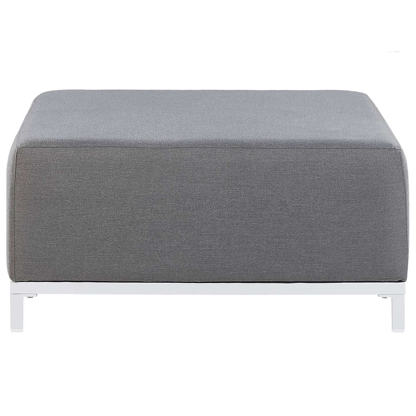Garden Sofa Set Grey Fabric Upholstery With White Aluminium Legs And Ottoman 5 Seater