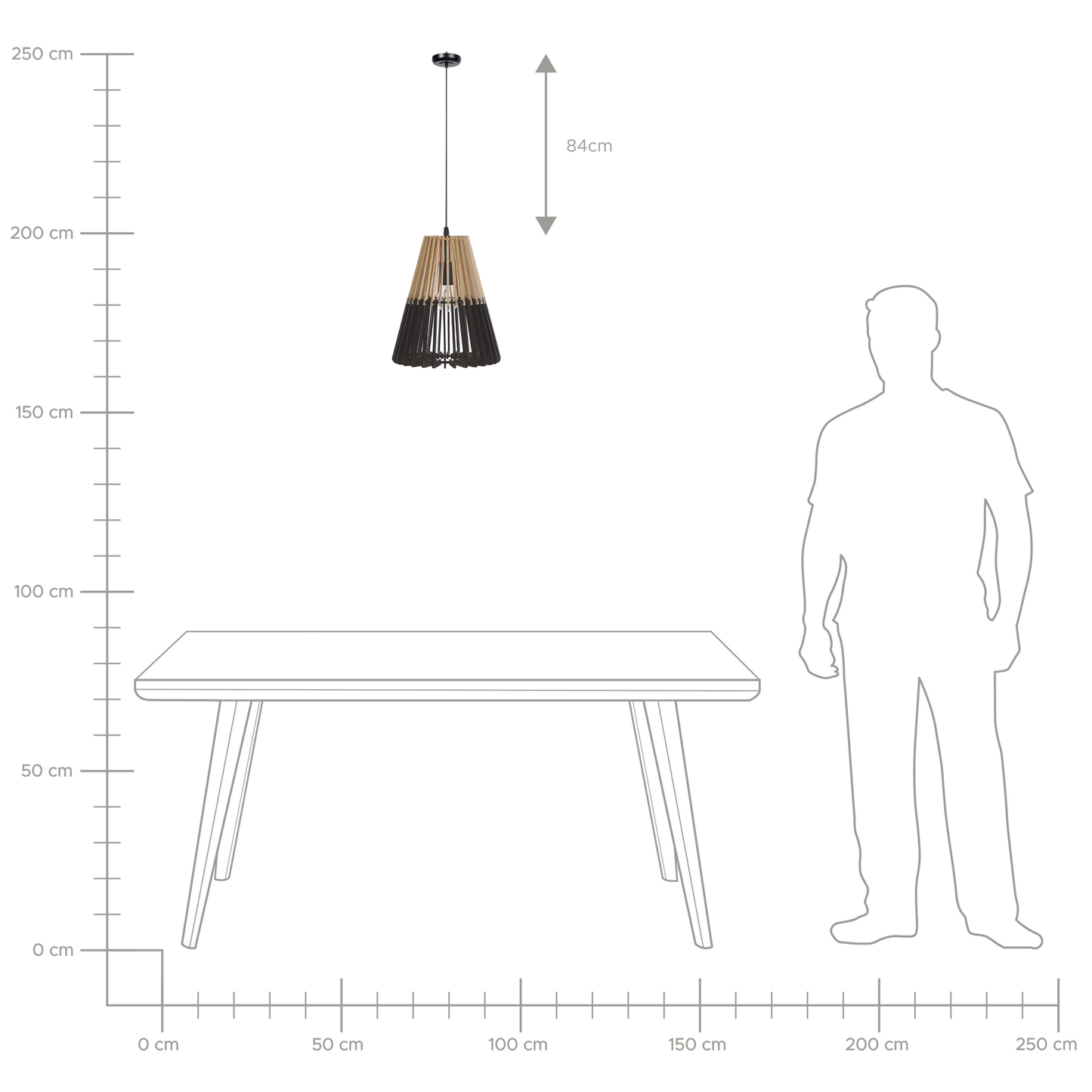 Hanging Lamp Pendant Light Natural Wood And Black Scandinavian Design