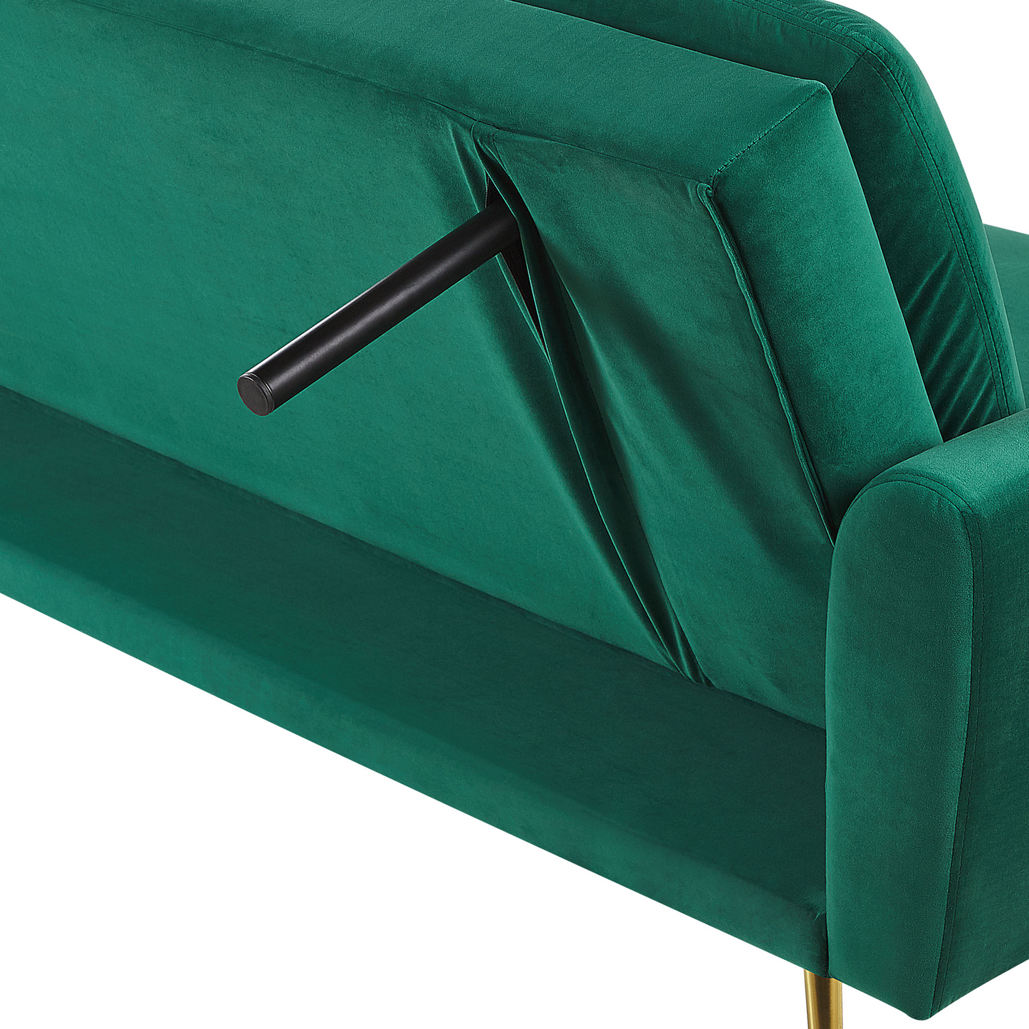 Sofa Bed Dark Green 3 Seater Click Clack Golden Legs