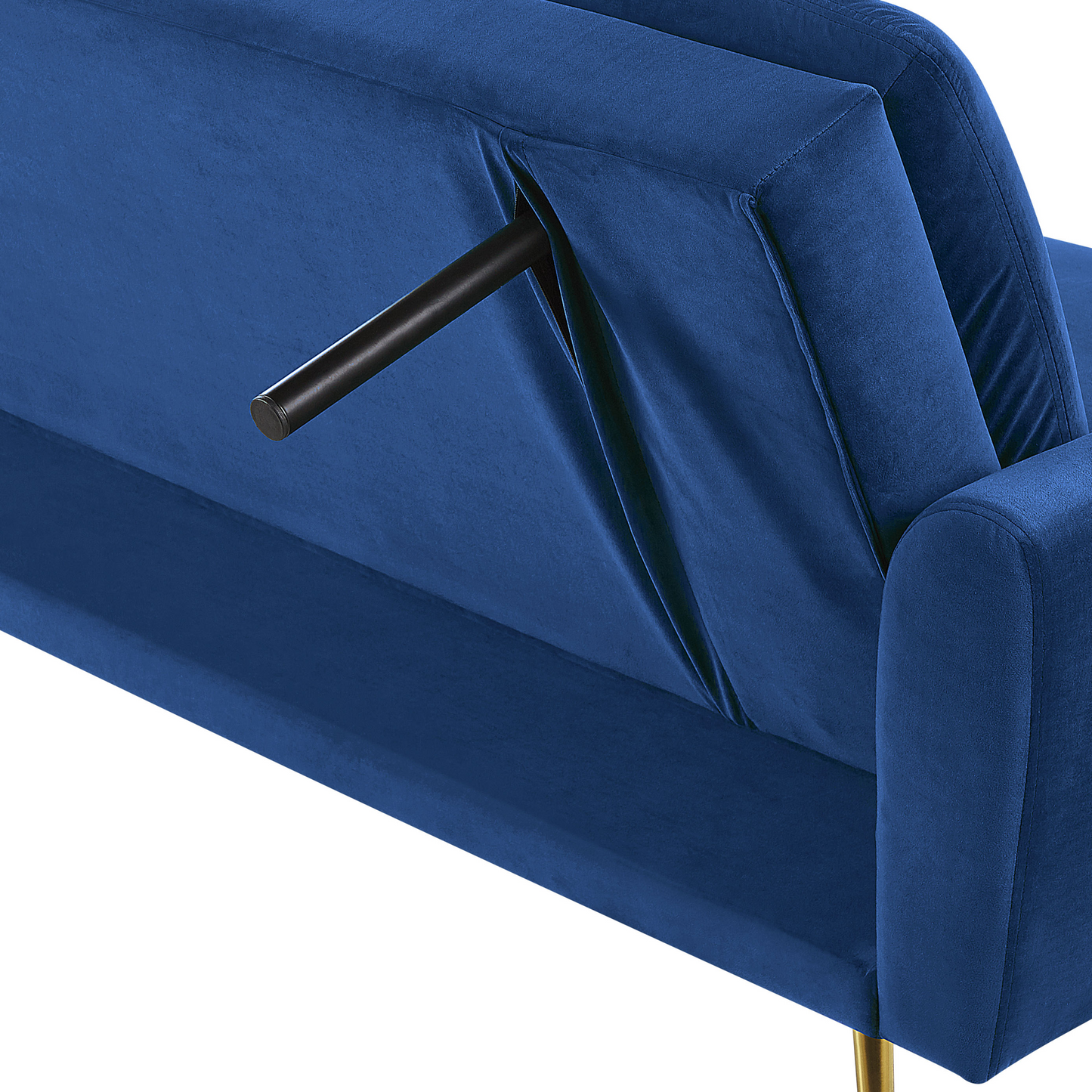 Velvet Sofa Bed Navy Blue 3 Seater Click Clack Gold Legs