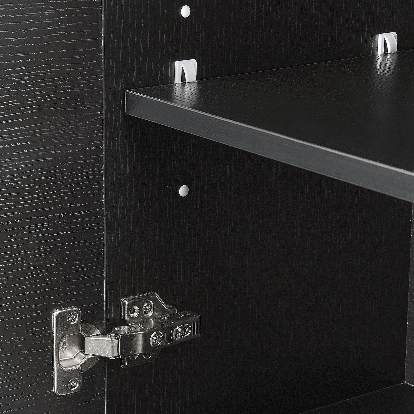 BrandX Bathroom Wall Cabinet Black MDF 132x40cm With 4 Shelves