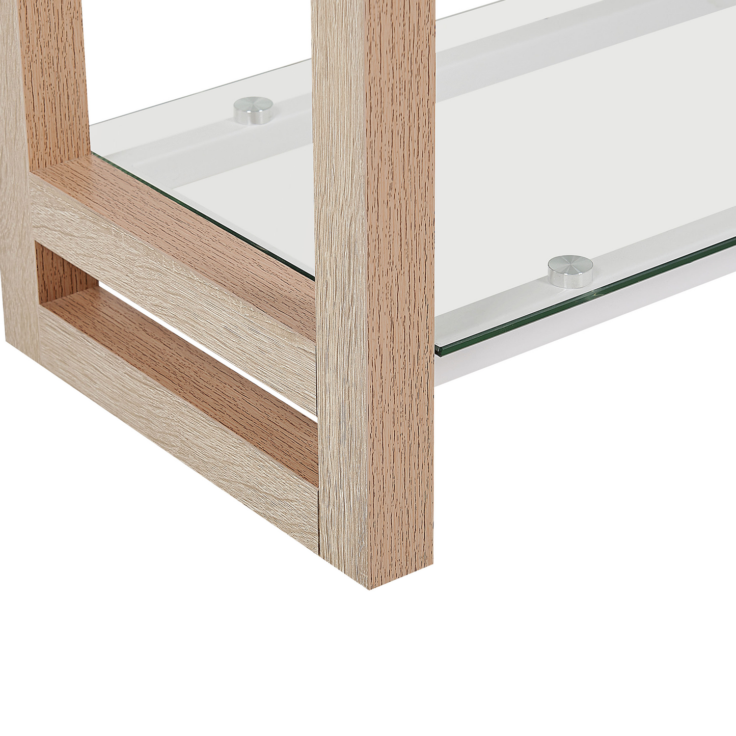 Bookcase White and Light Wood Glass Shelves Freestanding