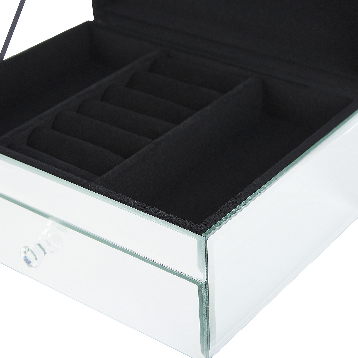 Mirrored Jewellery Box Silver 22 x 17 Vanity Organizer
