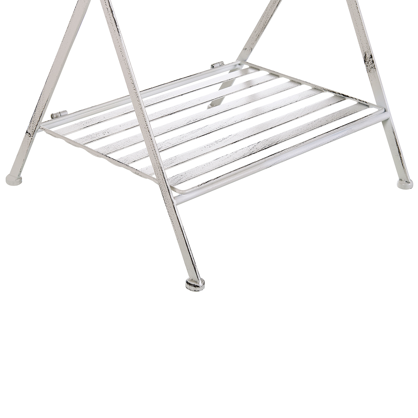 Victorian Vintage White Metal Side Table 40 x 35cm Folding Wire Top