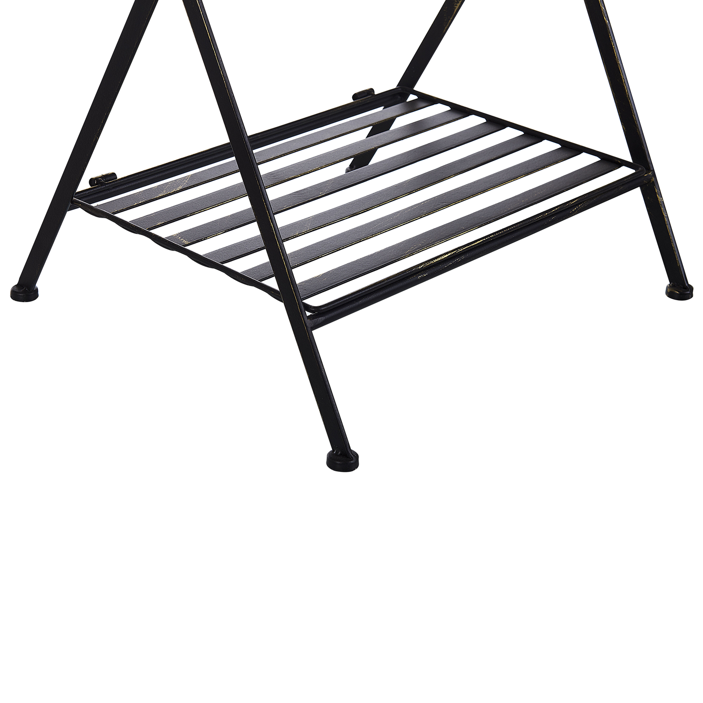 Black Metal Side Table 35 x 40cm Folding Wire Top With Shelf