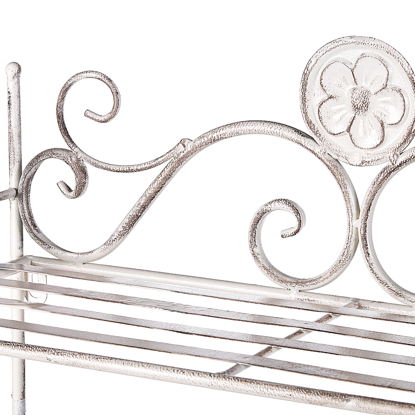 Heritage Home Distressed White Bathroom Wall Shelf 42 x 47cm With Hooks