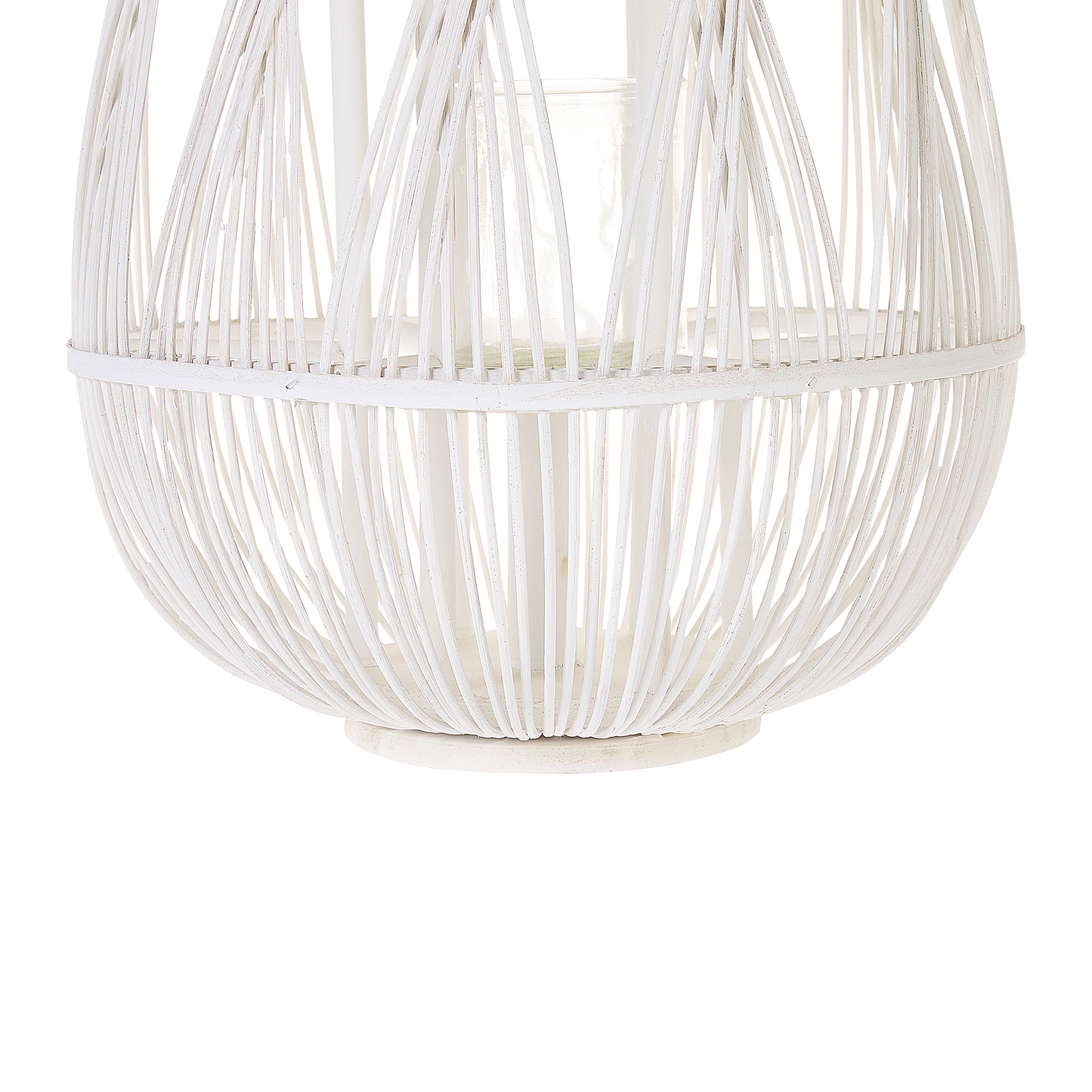 Lantern White Bamboo Wood Glass 56cm Indoor Outdoor Scandinavian Style Room Decor