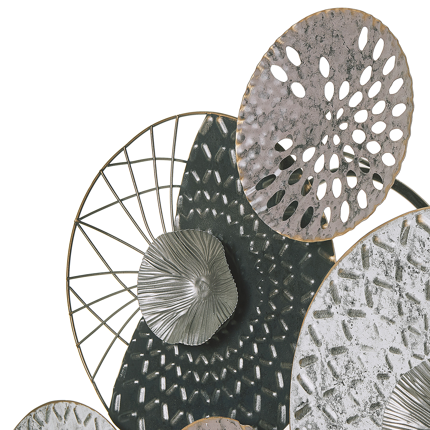 Industrial Silver Copper Wall Circles Metal Art