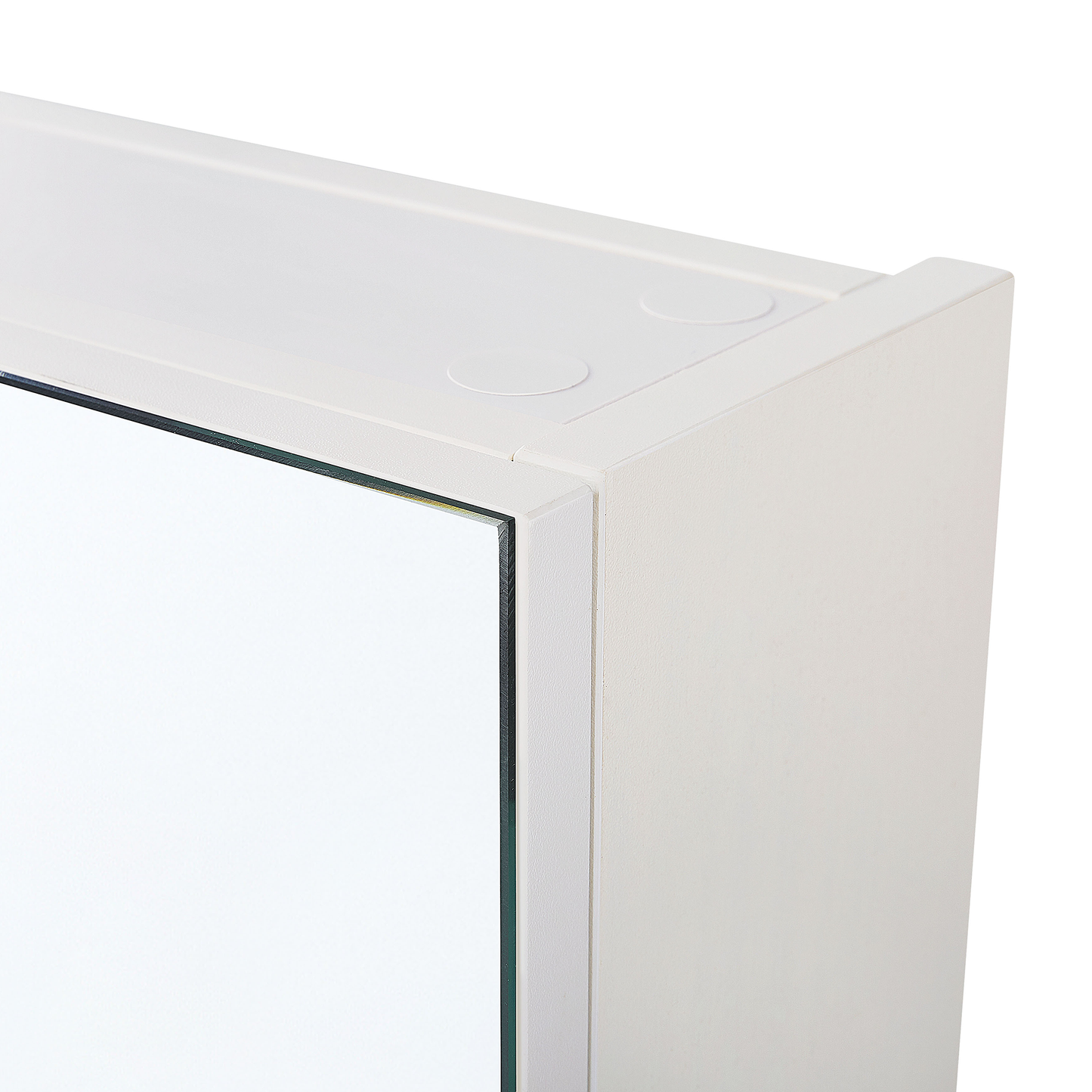 White Plywood Bathroom Mirror Cabinet 60 x 60cm Hanging 2 Door With Shelves