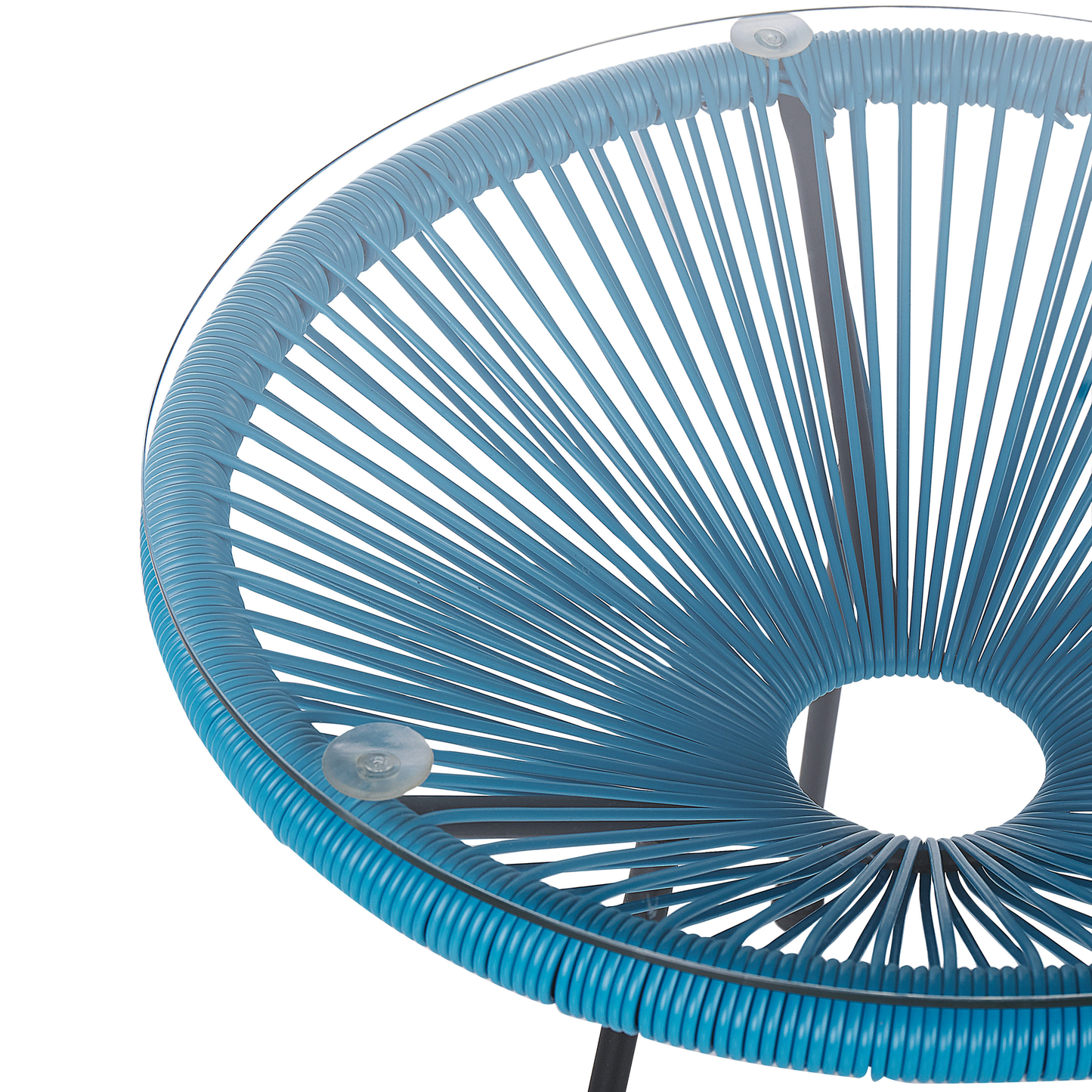 Bistro Blue PE Rattan 3 Piece Two Seater Set With Deep Seat Chairs And Coffee Table