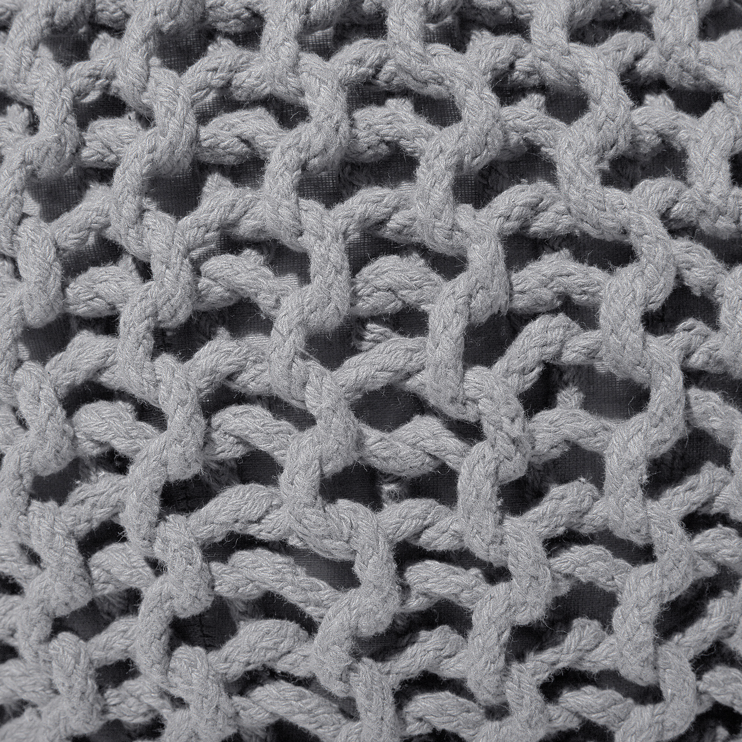 Pouf Ottoman Dark Grey Knitted Cotton EPS Beads 50 x 35cm