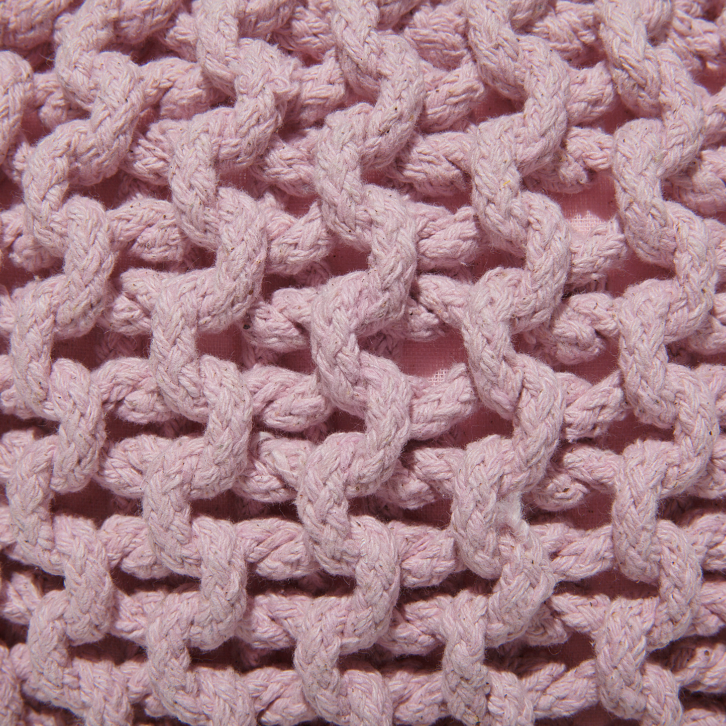 Pink Knitted Cotton Pouf Ottoman 40 x 25cm EPS Beads