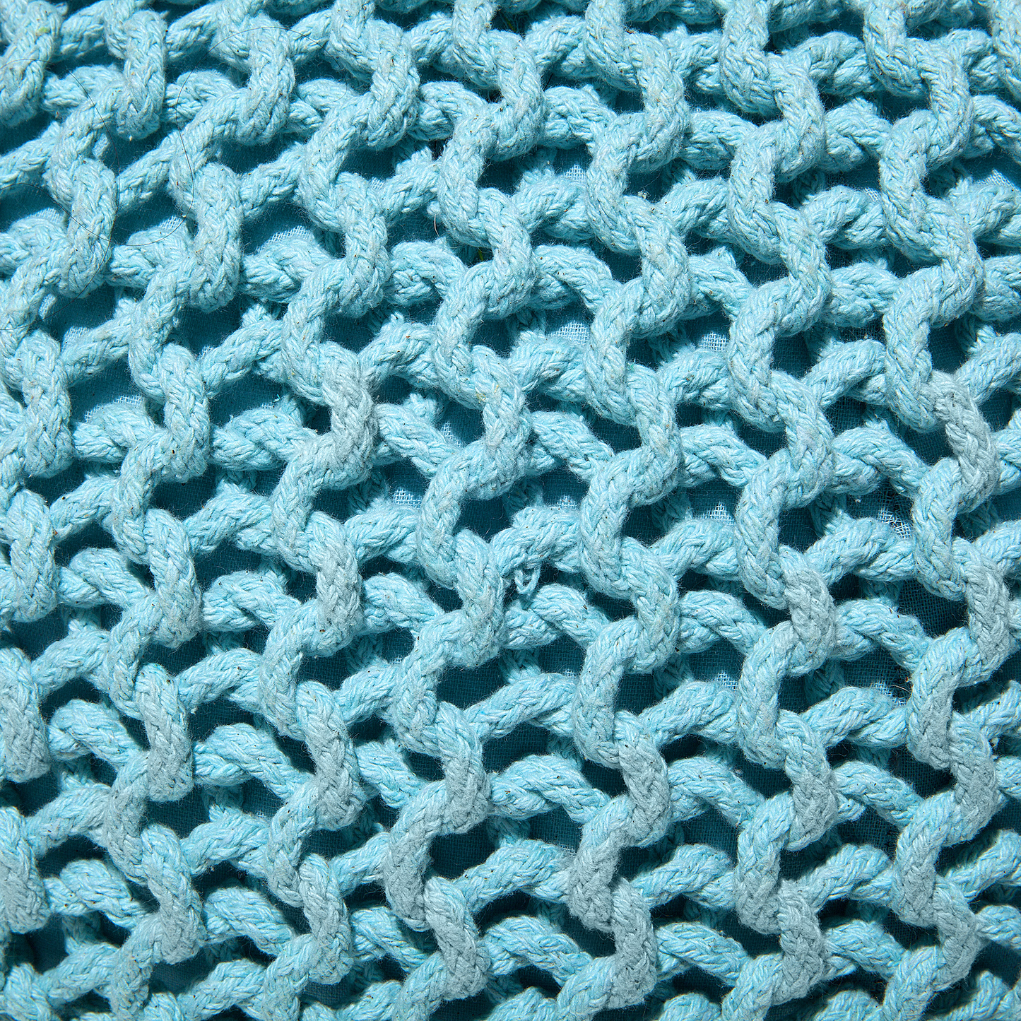 Light Blue Knitted Pouf Ottoman 40 x 25cm Footstool