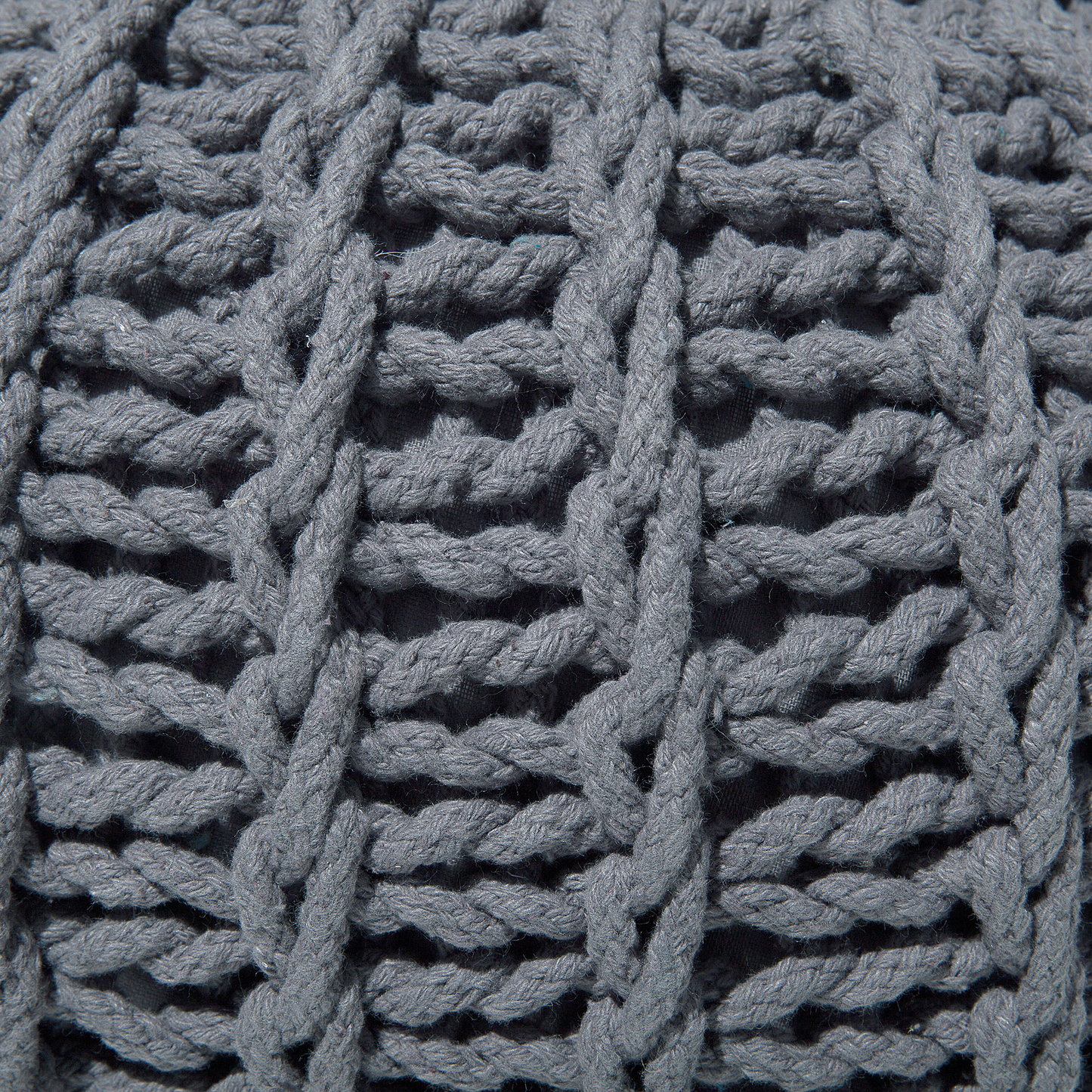 Nordic Nest Grey Knitted Cotton Pouf Ottoman 50 x 35cm