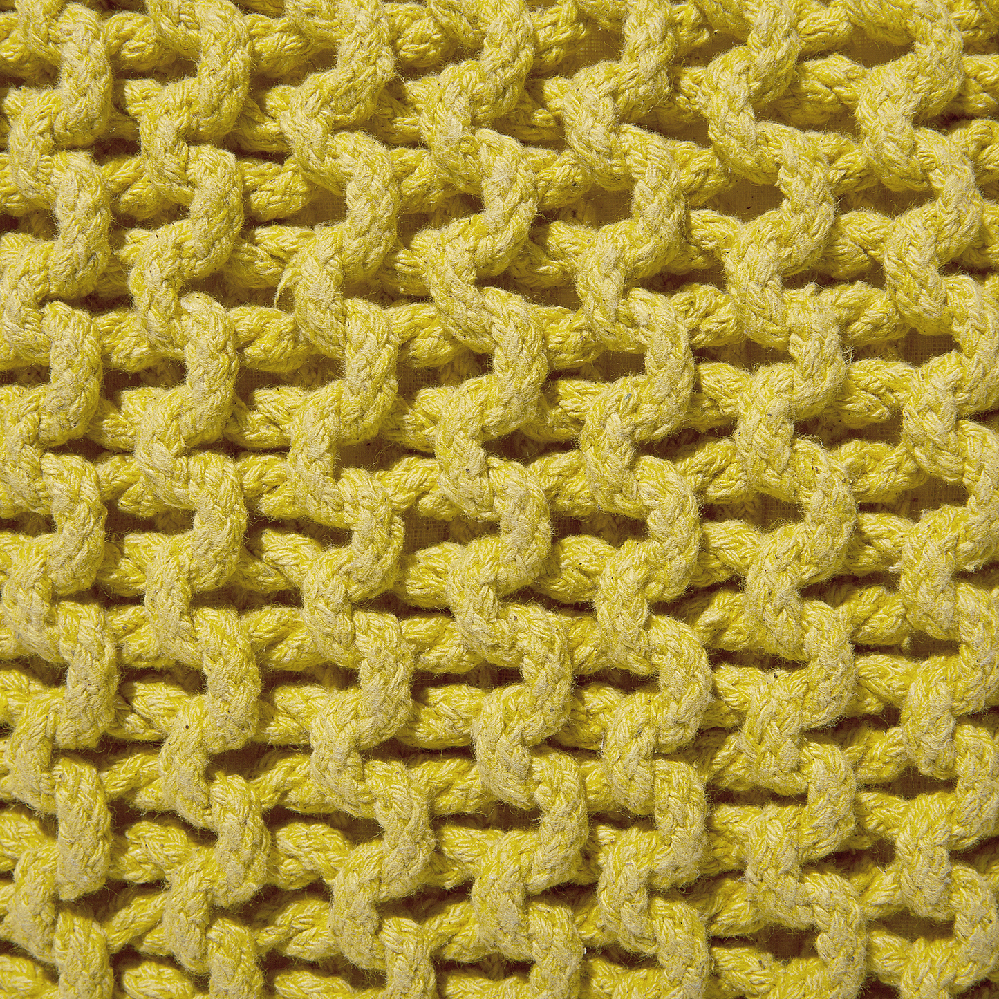 Yellow Knitted Pouf 50 x 50cm EPS Beads Filling
