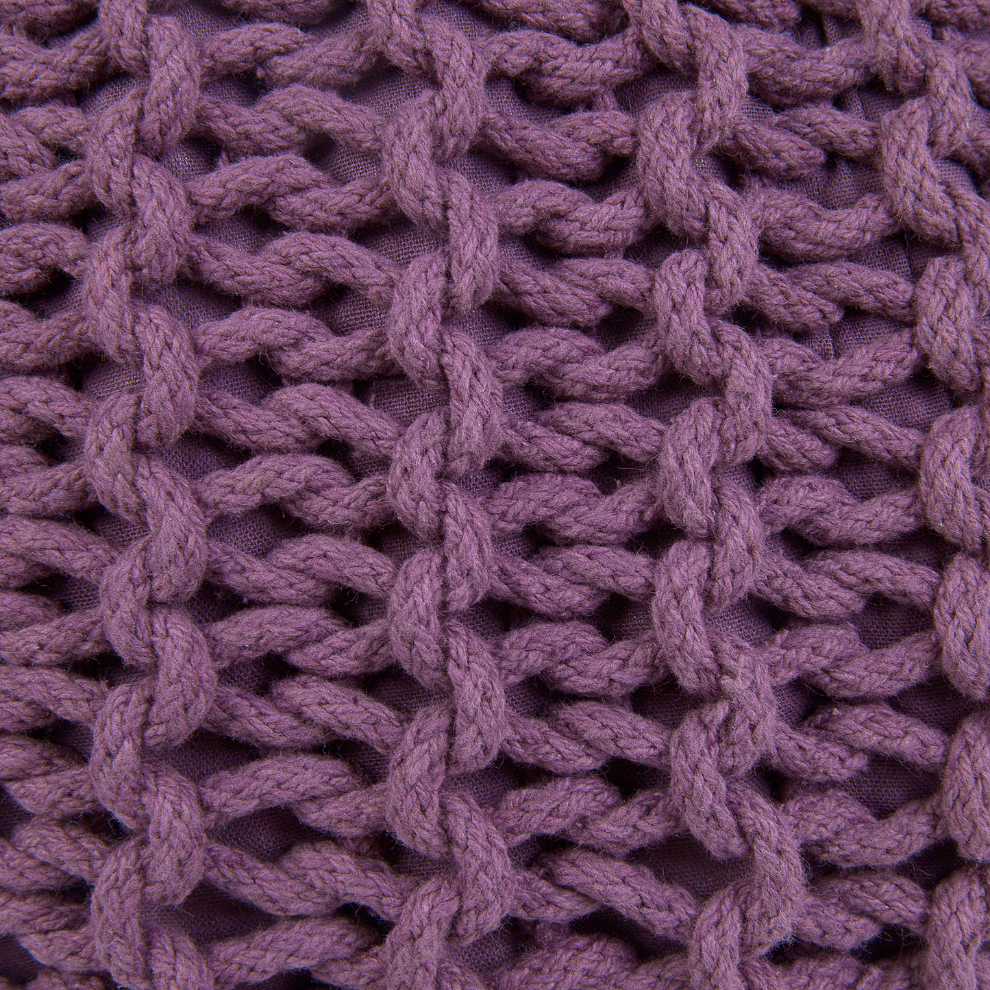 Cozy Nest Purple Knitted Pouf Ottoman Beads Filled 50 x 35cm