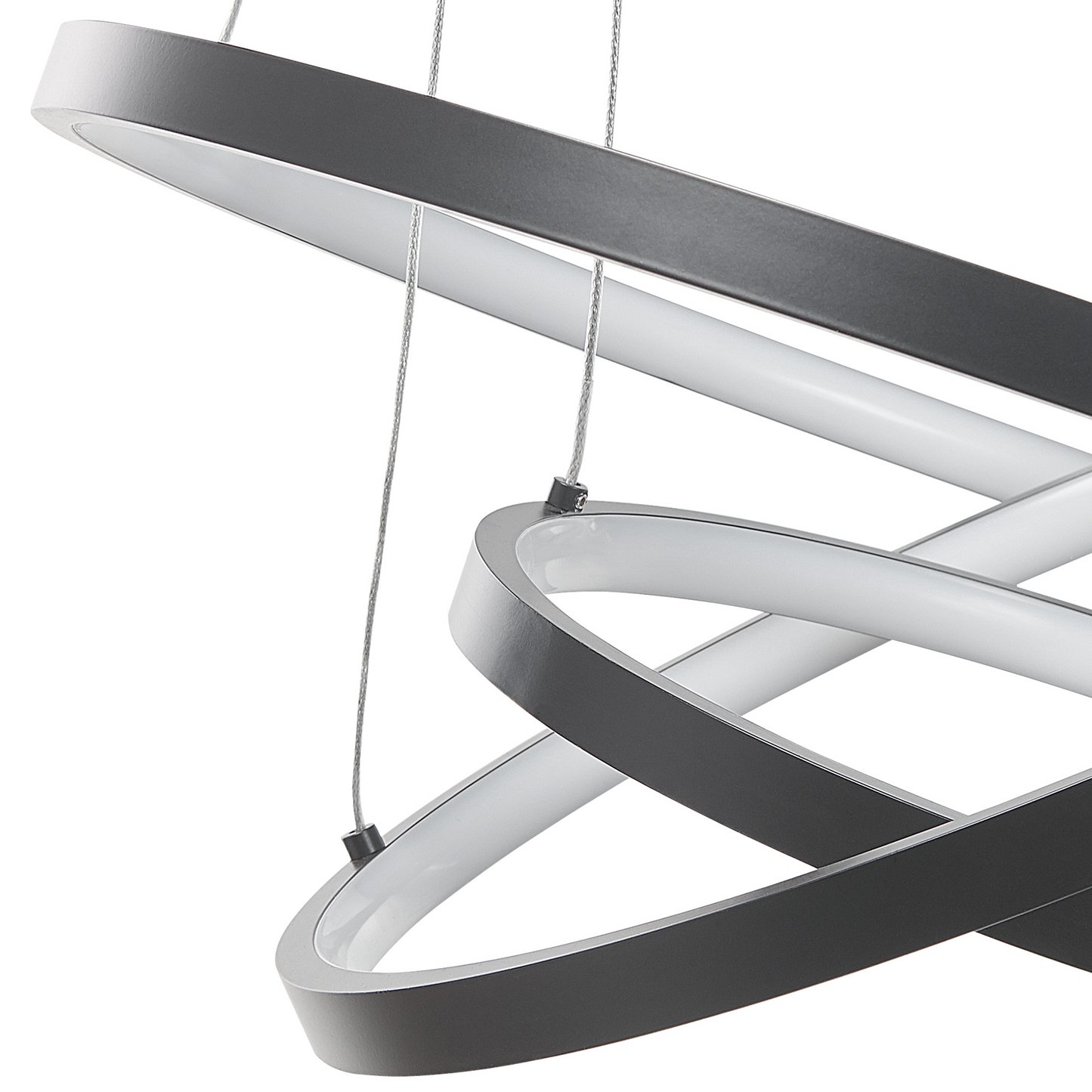 Lighting Pendant Lamp Black Aluminium Integrated LED 3 Rings