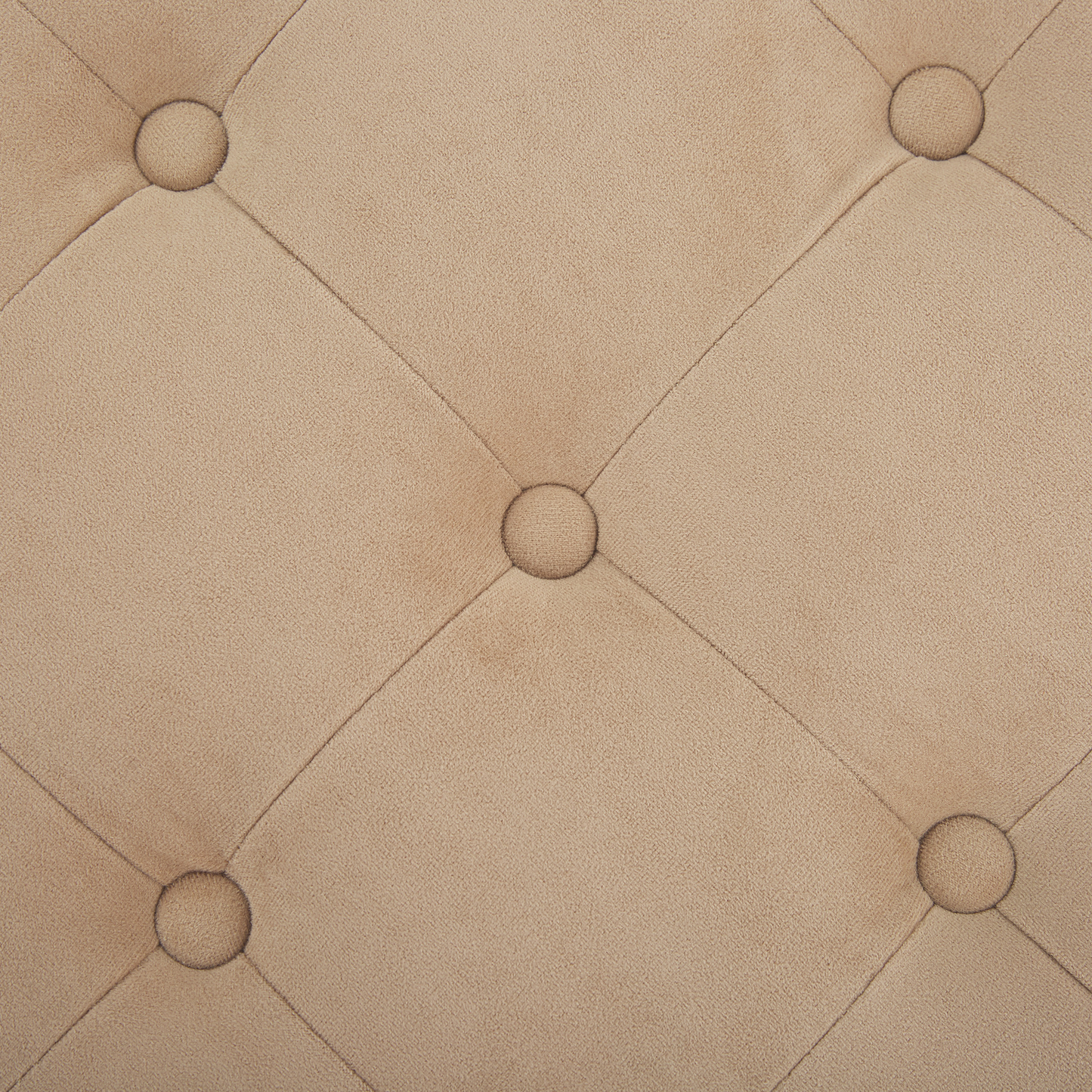 Footstool Beige Velvet Round Pouffe Button Tufted