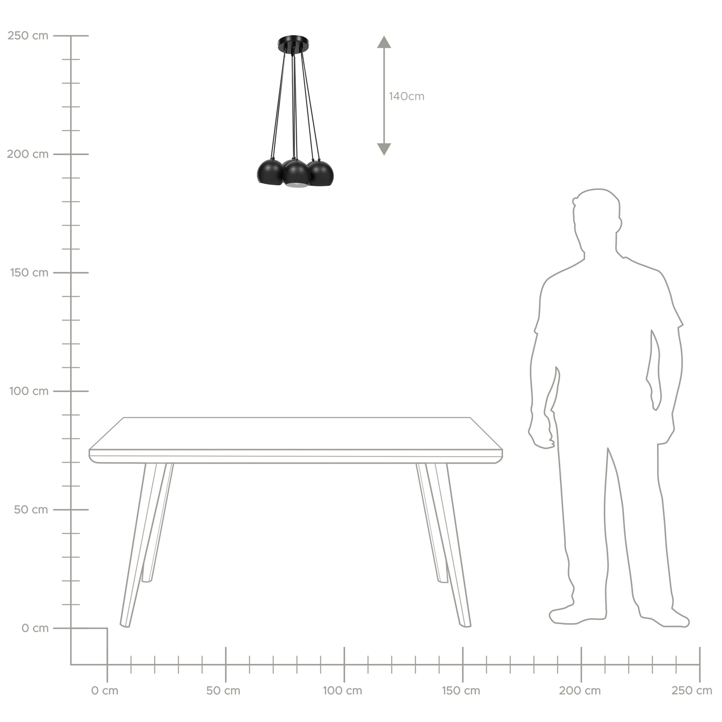 Seven Light Cluster Pendant Black Metal Round Shades Modern Ceiling Light
