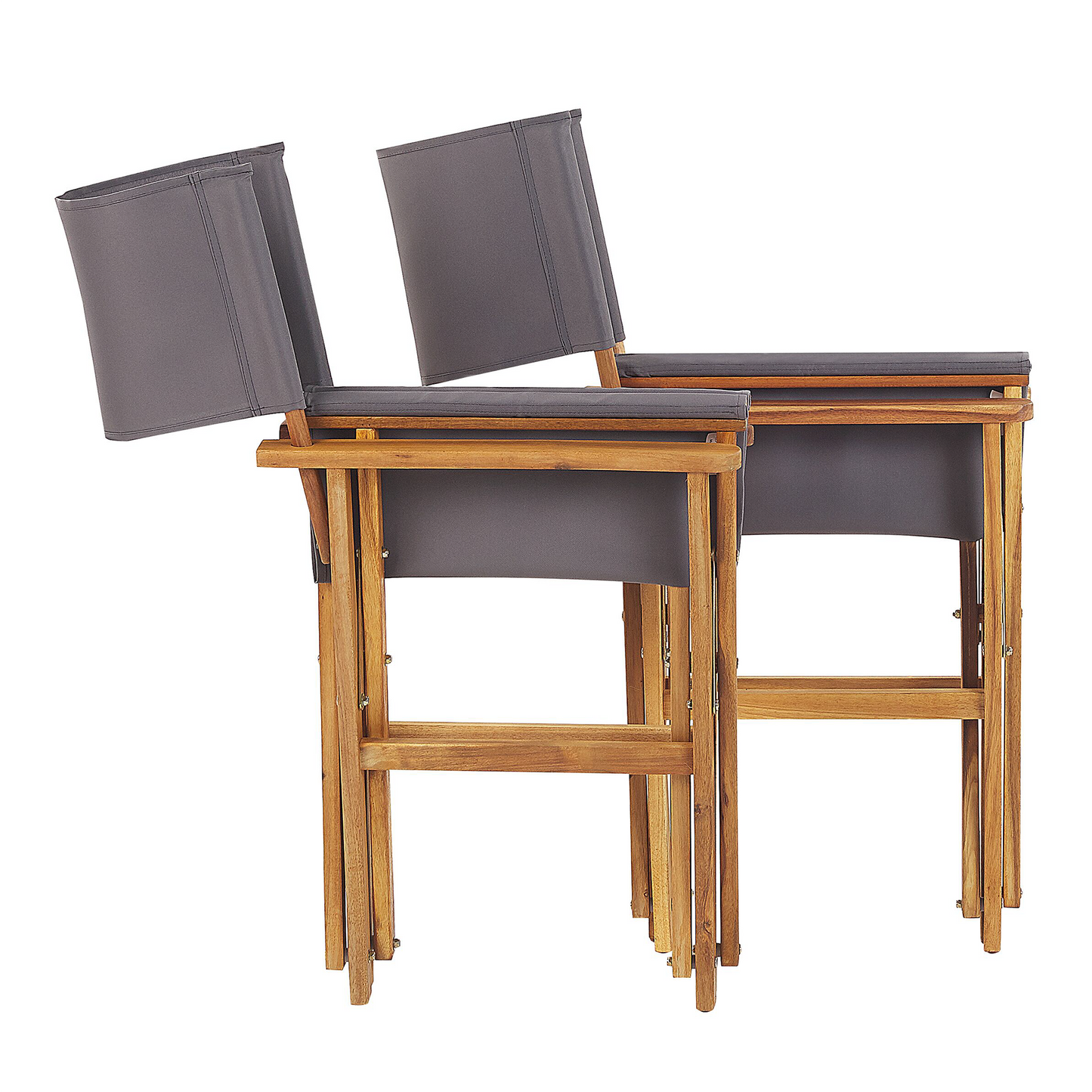 Director Chairs Set Folding Light Brown Acacia Leaf Fabric