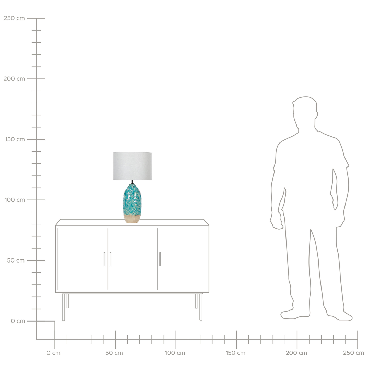 Turquoise Ceramic Table Lamp With Adorned Base