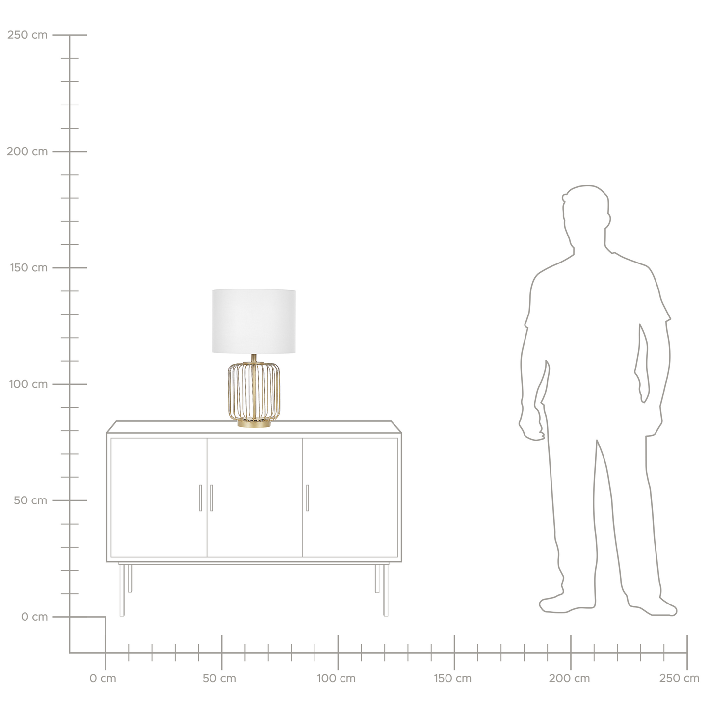 Gold Cage Table Lamp With White Cotton Shade For Bedroom And Living Room