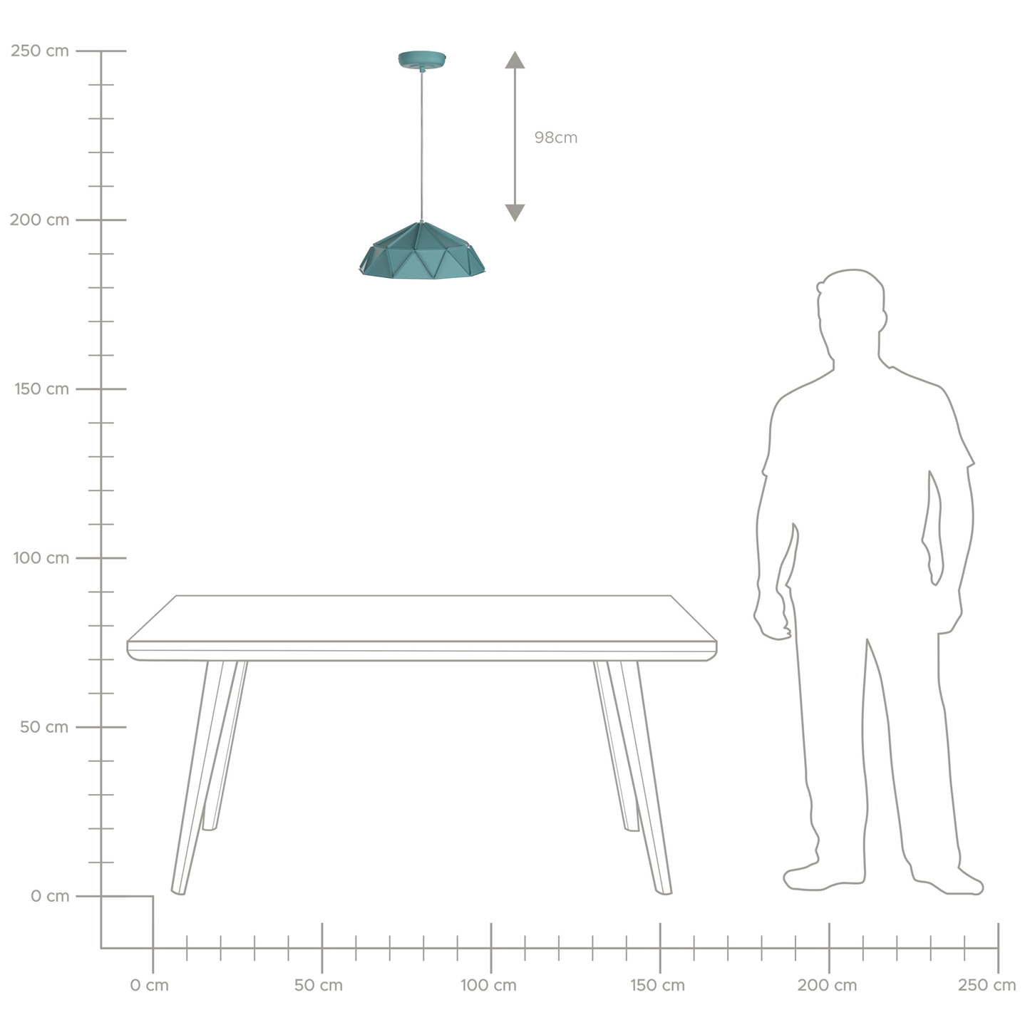 Turquoise Geometric Metal Pendant Lamp 1 Light Modern Minimalist Style For Living Rooms