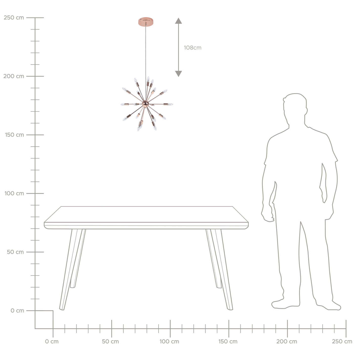 18 Light Copper Sputnik Pendant Lamp Glam