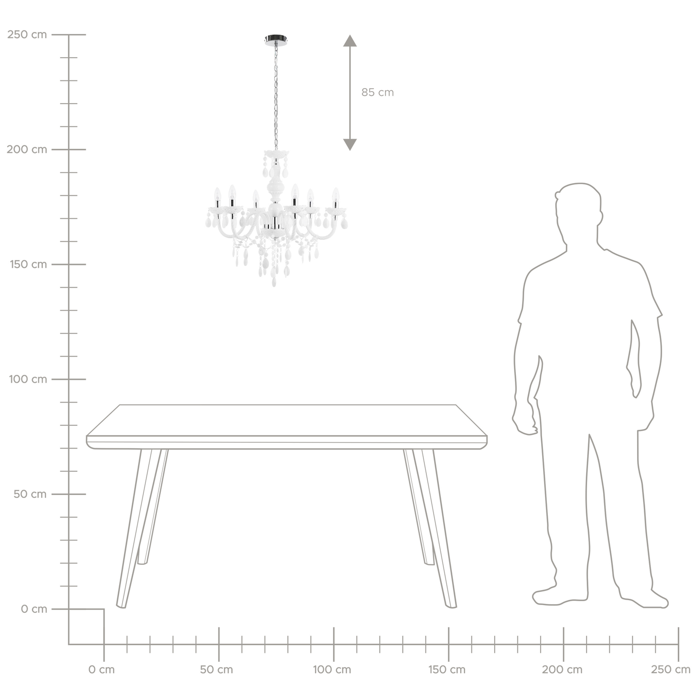 Crystal Chandelier 6 Light White Bulbs For Living Room