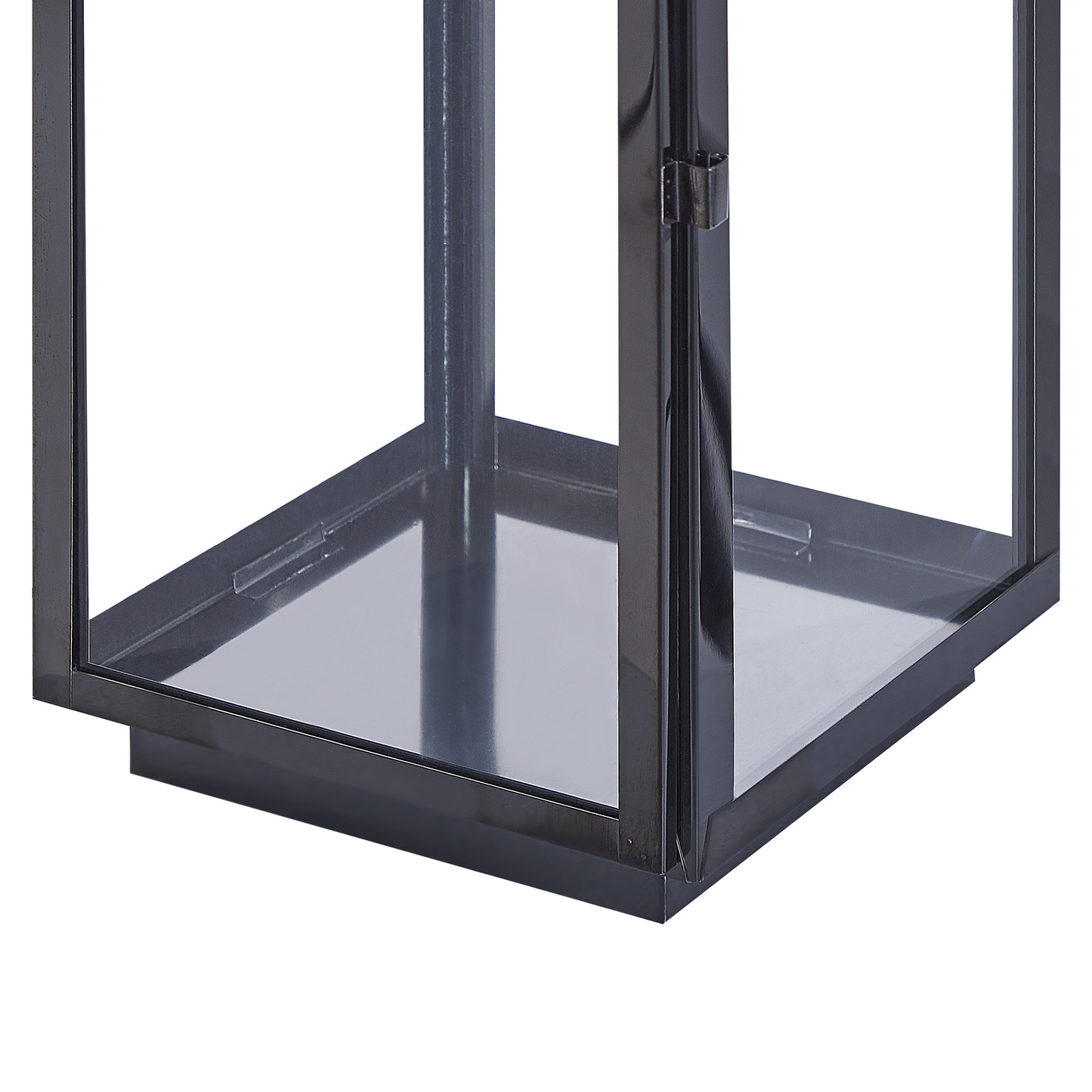 Black Stainless Steel Lantern 54cm Pillar Candle Holder