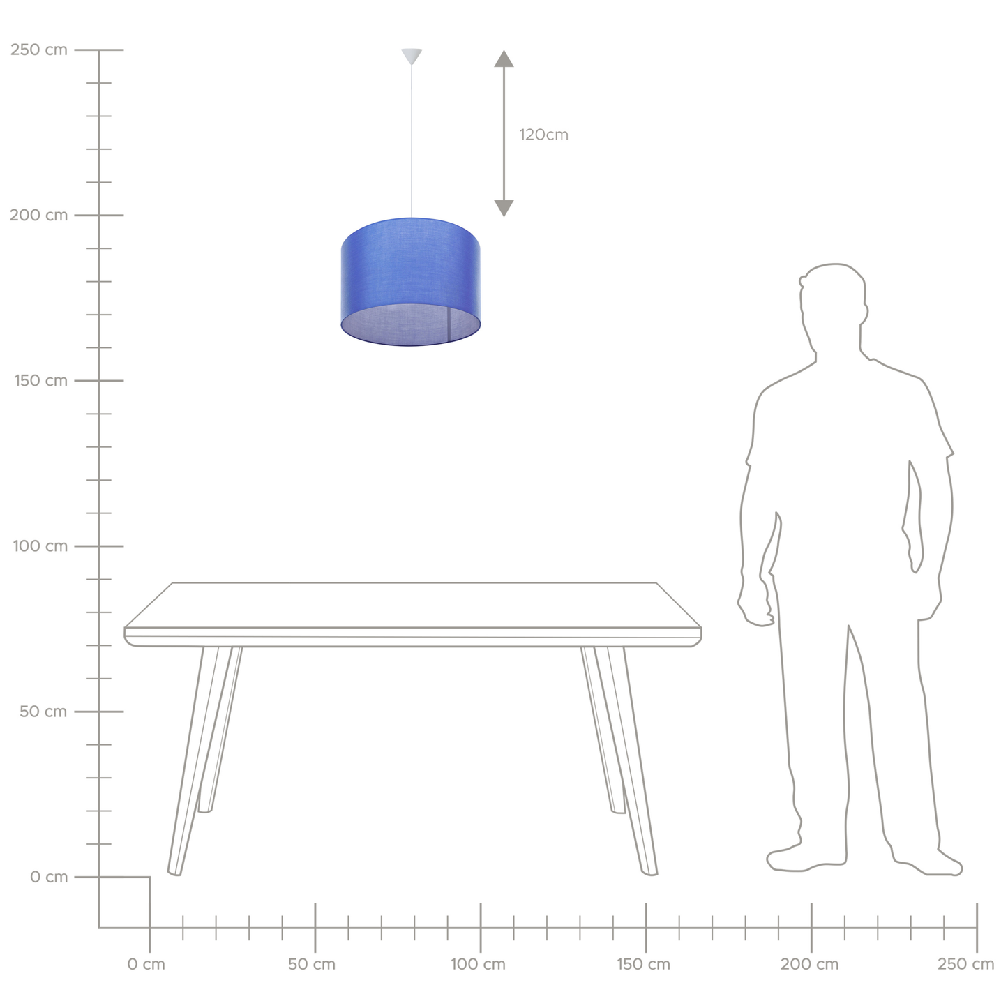Pendant Lamp With Blue Fabric Drum Shade 1 Light Ceiling Fixture Diffuses Cozy Light