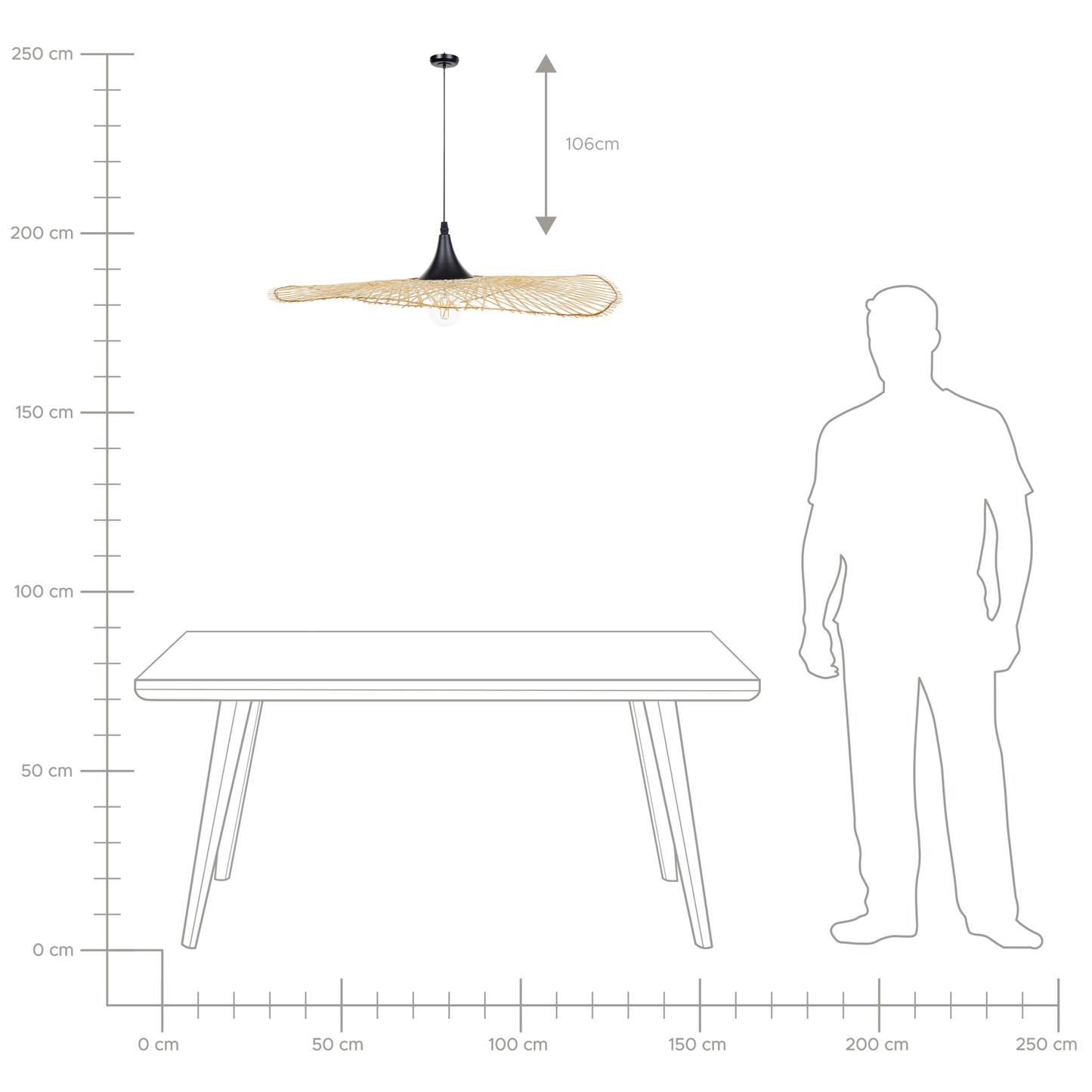 Bamboo Pendant Lamp Light Brown Oval Shade 60cm Hanging Ceiling Lamp
