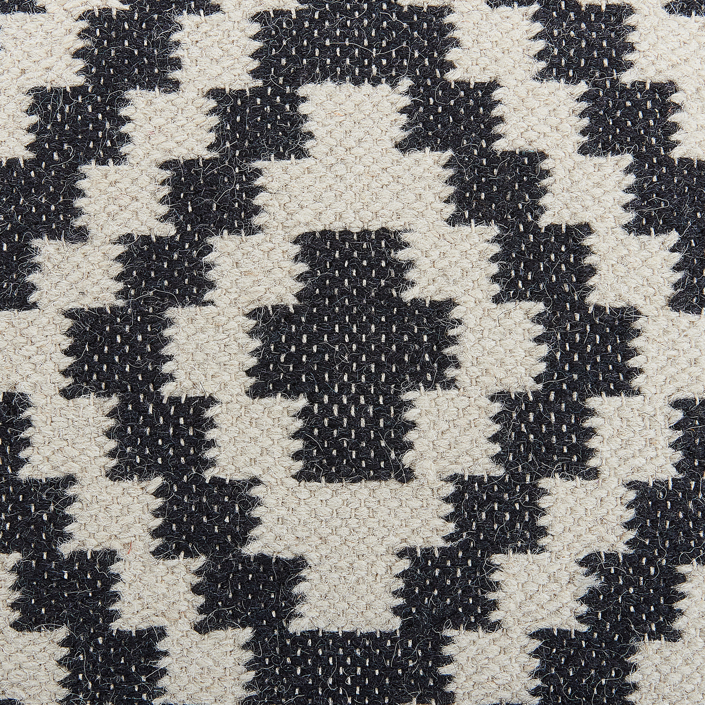 Pouffe Ottoman Black White Wool EPS Beads 56 x 56cm