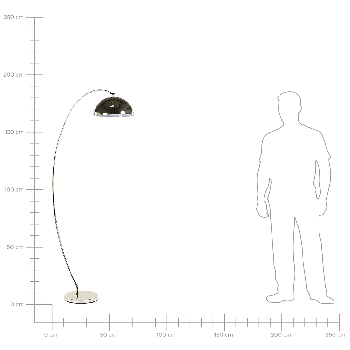 Aura Floor Lamp 188cm Gold Arc With Chrome Leg