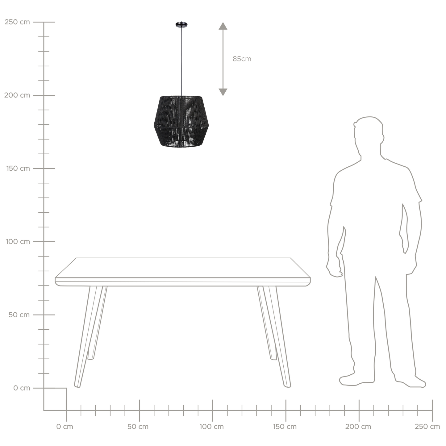 Luma Black Natural Paper Cord Pendant Lamp With Adjustable Cord