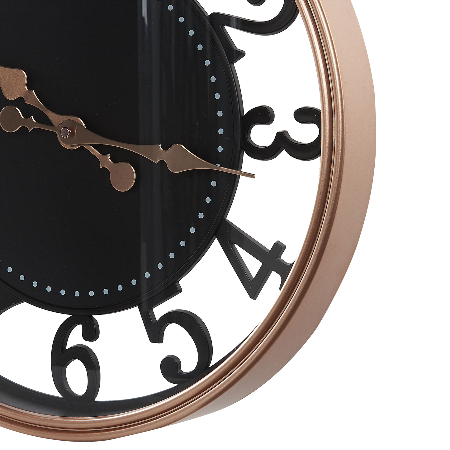 Black Copper Metal Wall Clock 52cm Arabic Numerals Modern Elegant Home Decor
