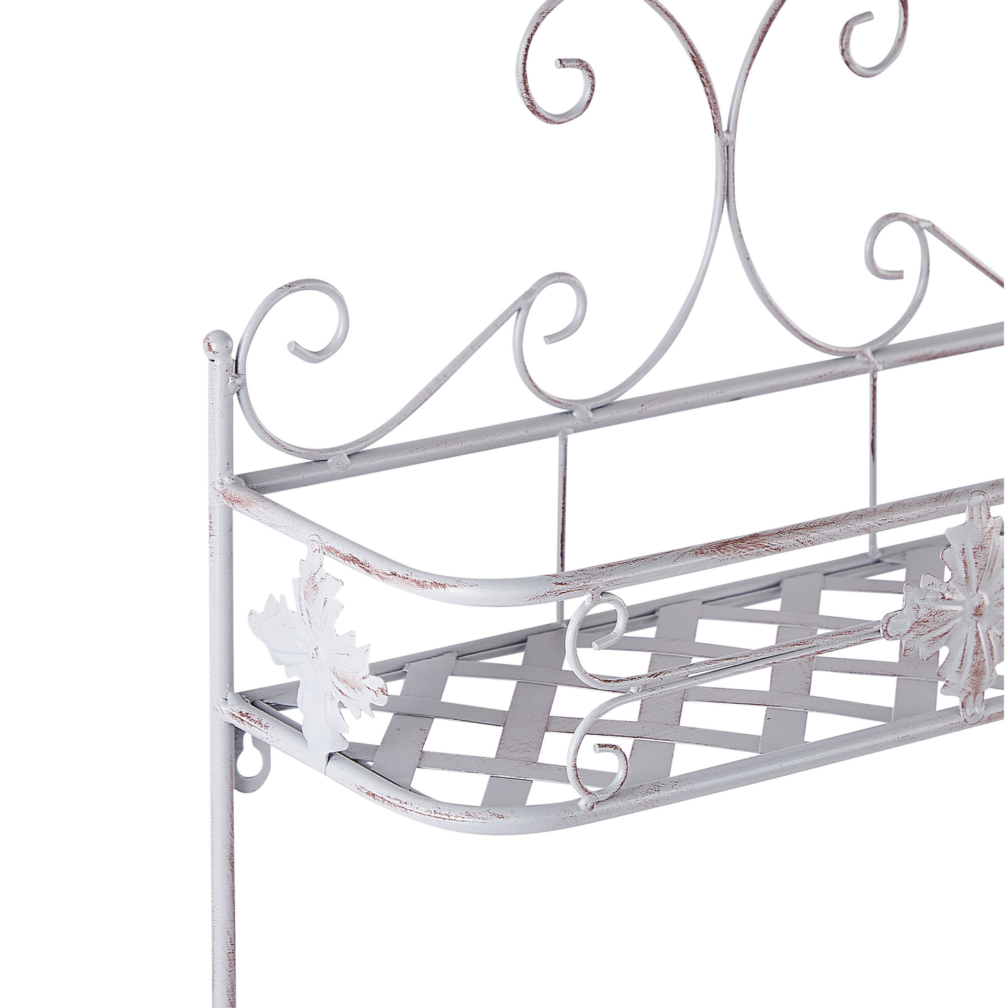 Distressed Grey Metal Bathroom Wall Shelf 52 x 42cm Vintage Floating Organizer