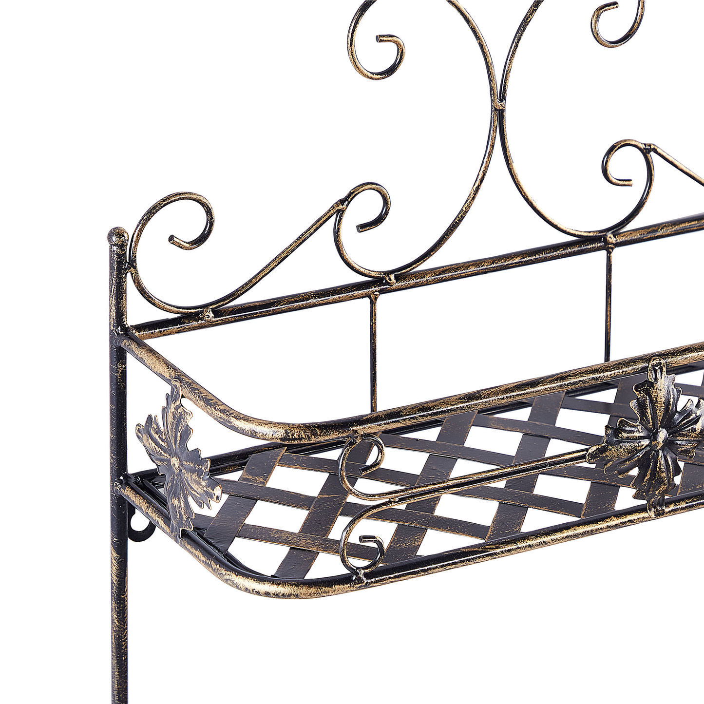 Bathroom Wall Shelf Black Metal 52 x 42cm Distressed Floating Single Shelf Vintage Style