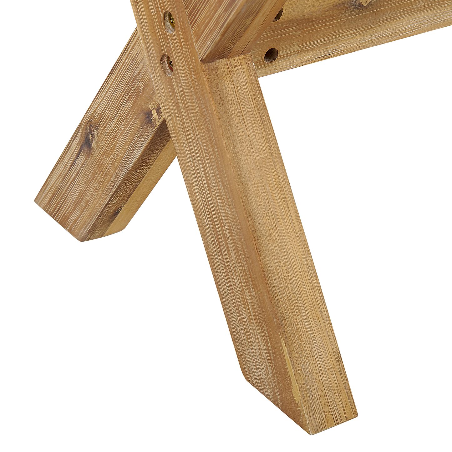 White Fibre Cement Stool With Acacia Wood Base