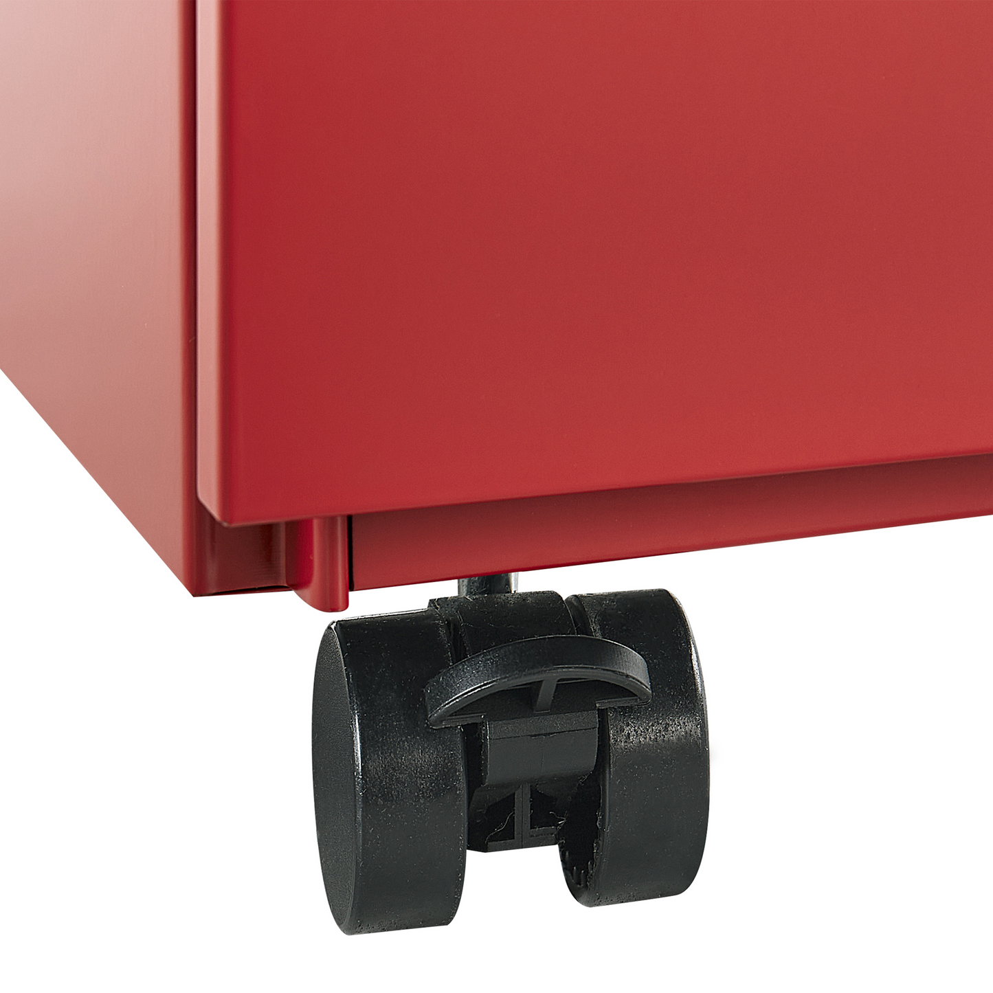 Red Metal Storage Cabinet With 3 Drawers Key Lock Castors