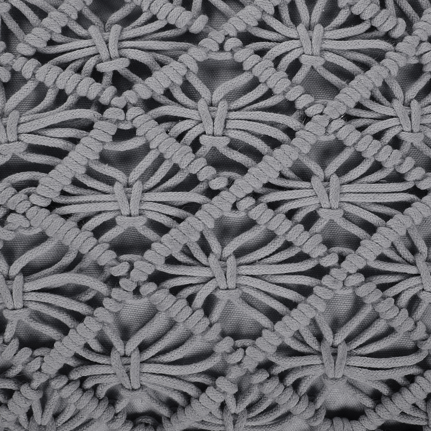 Grey Macrame Floor Cushion 50 x 50 Pouffe
