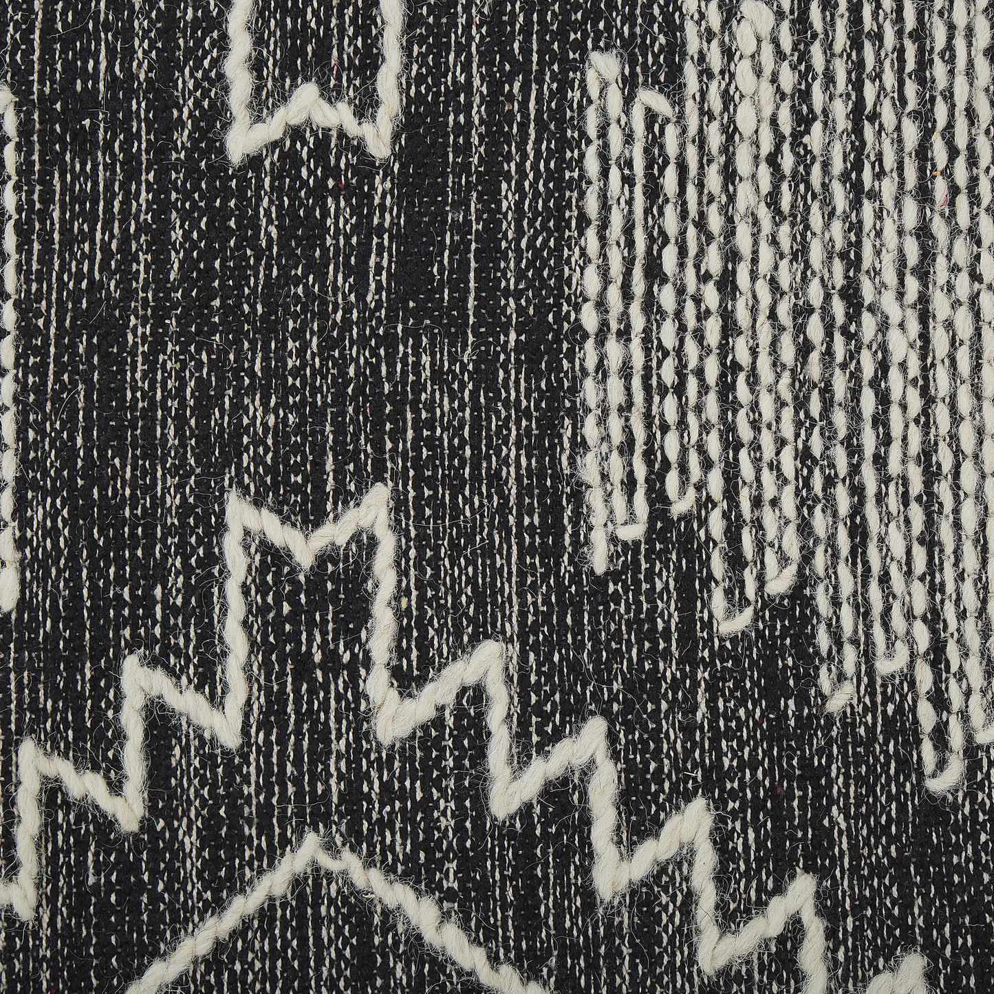 Rugs Handwoven Cotton Wool Geometric Rug 80 x 150 Off White Black