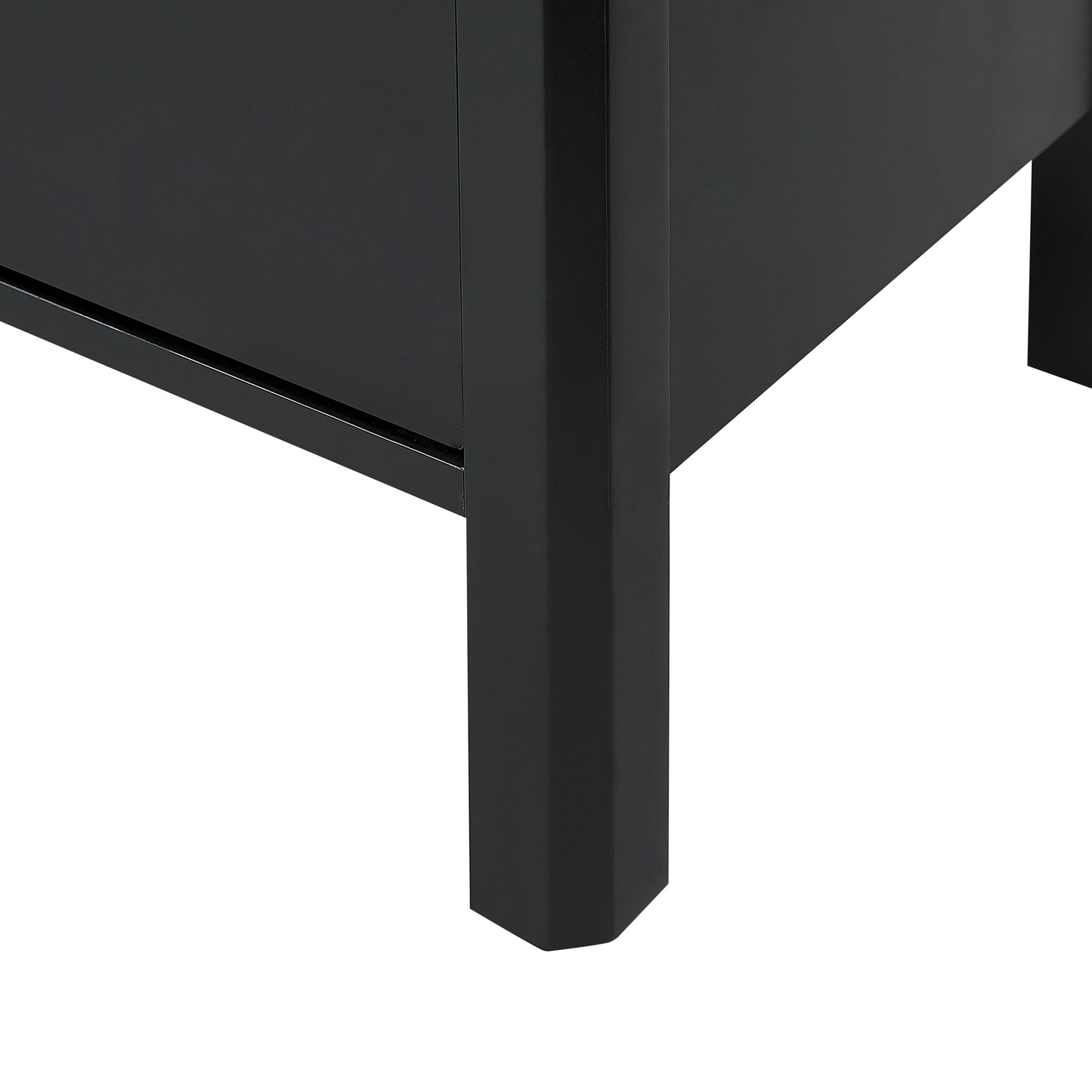 LuxeHome 3 Door Sideboard Black MDF With Gold Knobs Modern Storage