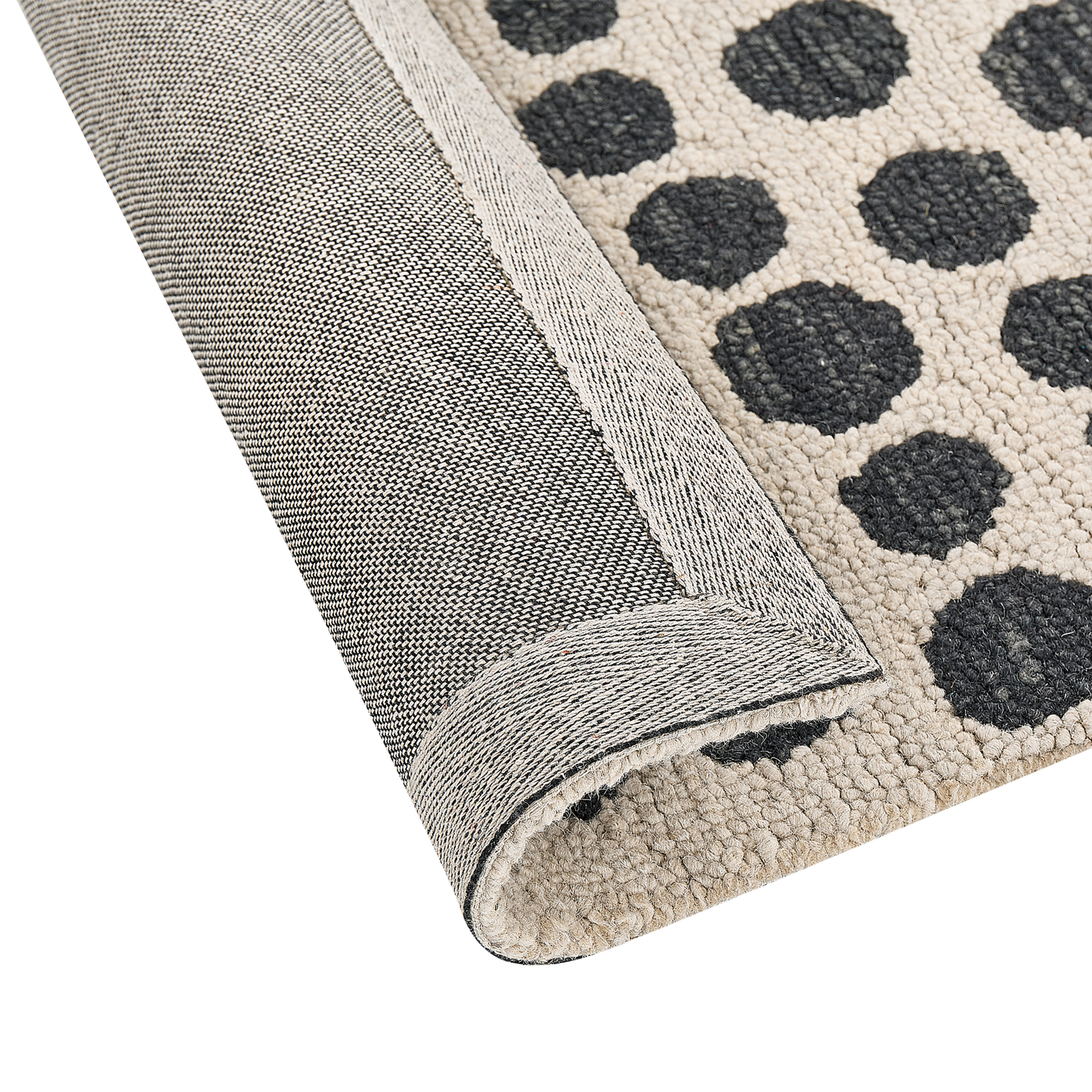 Beige And Black Hand Tufted Wool Area Rug 80 x 150cm Spotted Boho Living Room