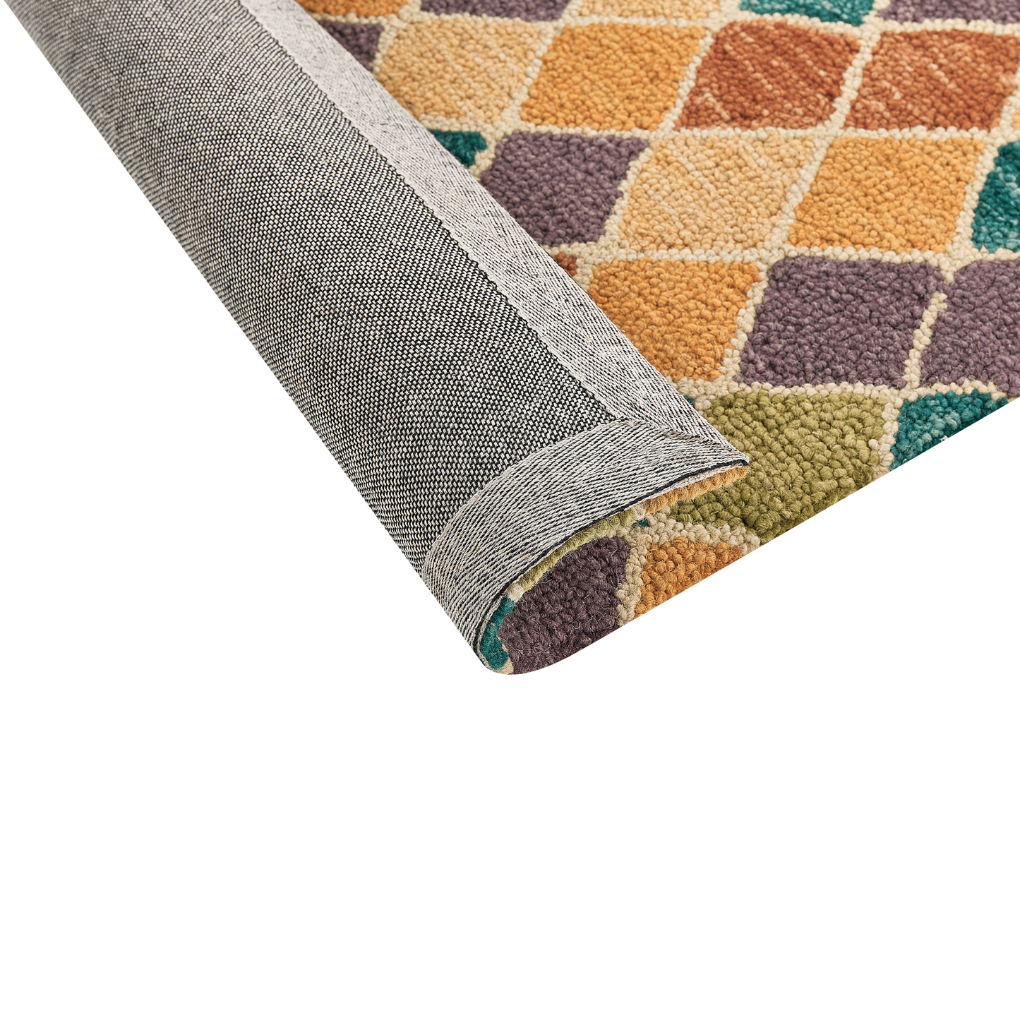 Multicolor Wool Area Rug 80 x 150cm Hand Tufted Geometric Flatweave Luxury Accent