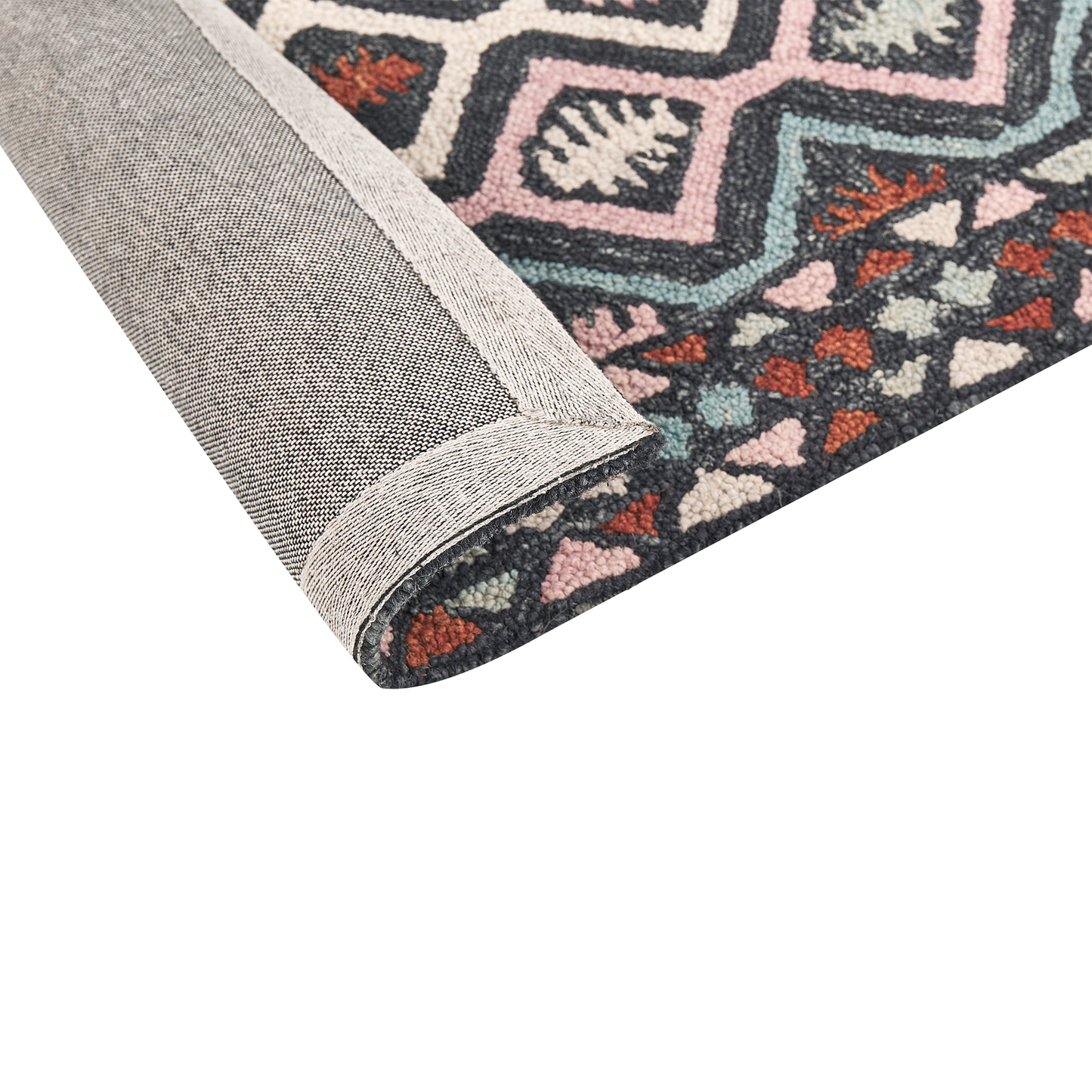 Multicolor Wool Area Rug 80 x 150cm Hand Tufted Geometric