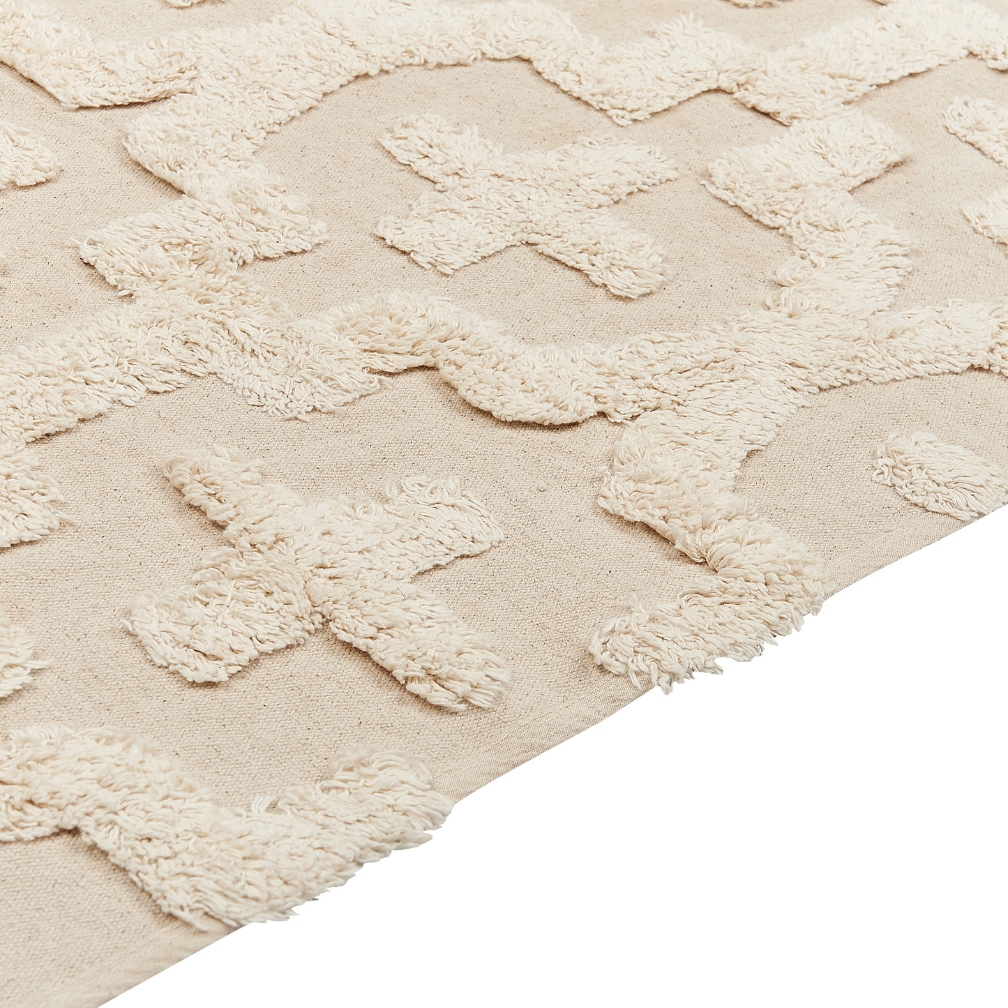 Beige Cotton Area Rug 140 X 200cm Minimalist Tufted Shag Rug Geometric Pattern